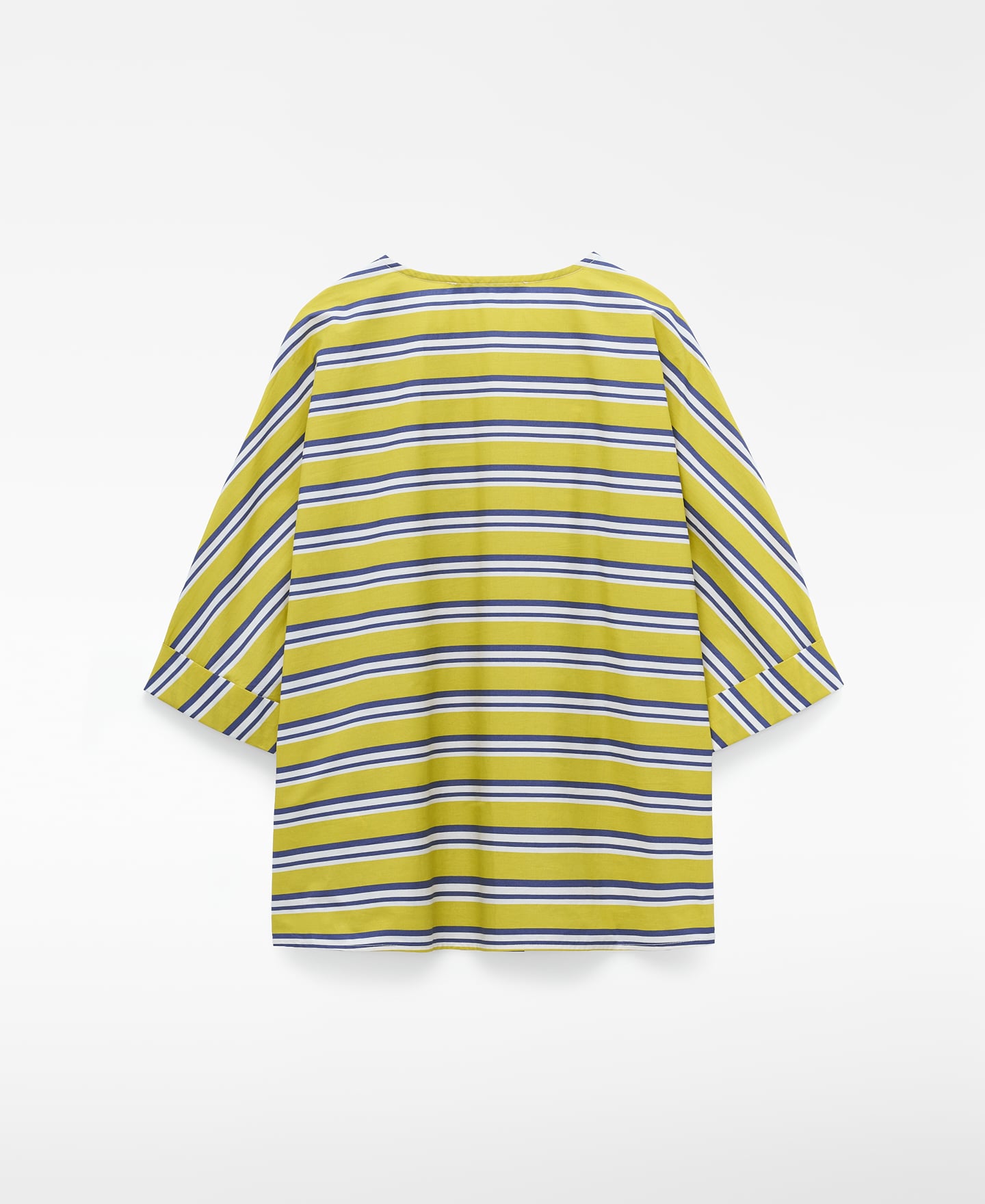 Cotton V-neckline striped blouse image number 1