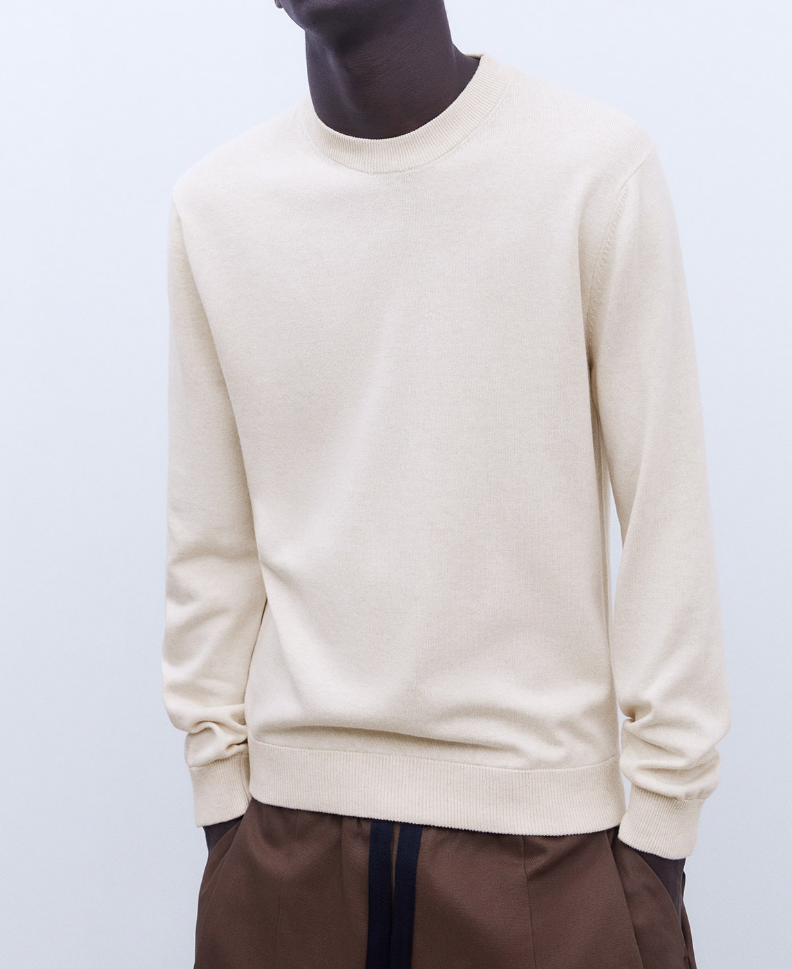 Cotton and viscose crew neck sweater image number 0