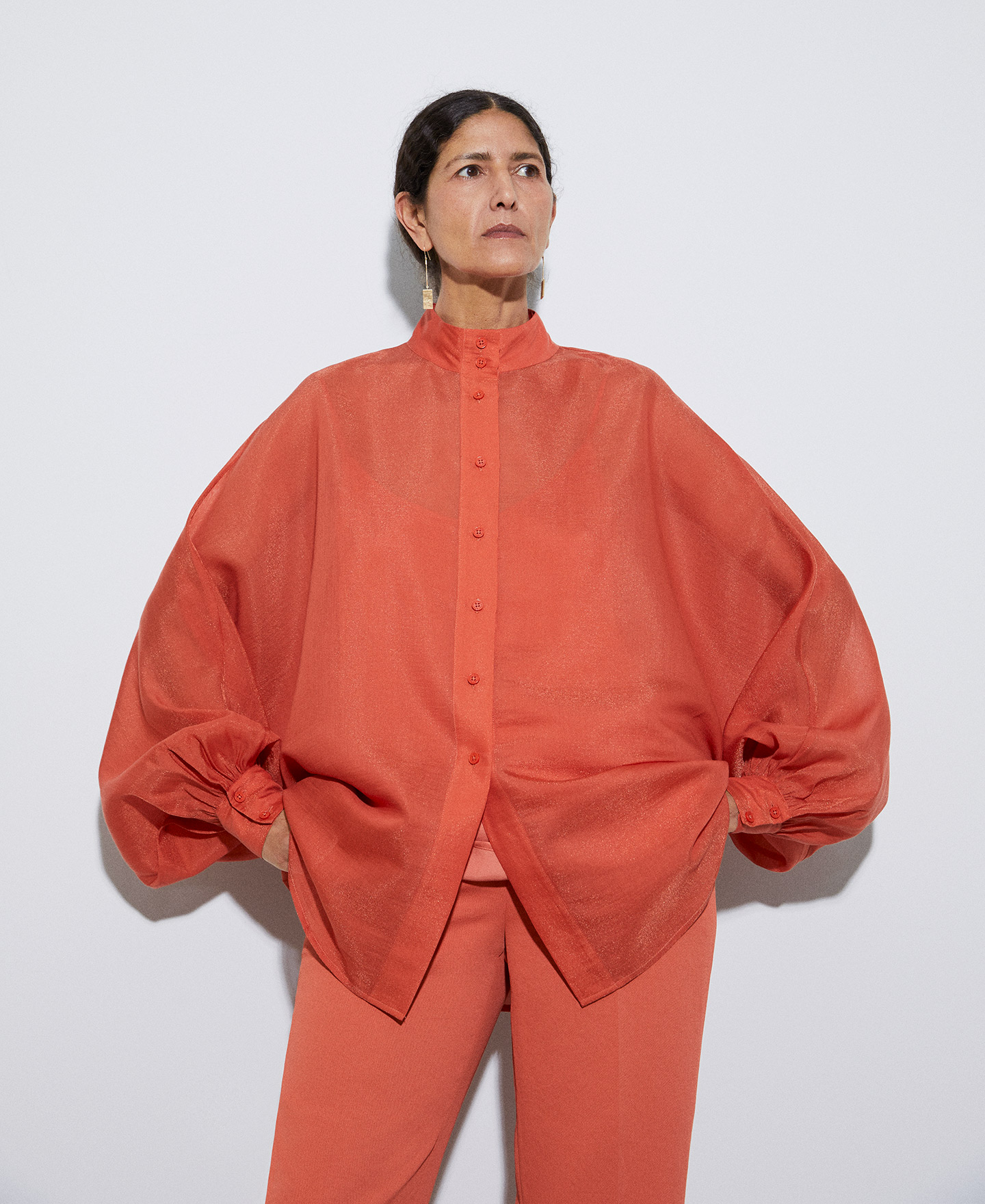 Oversize lyocell shirt image number 0