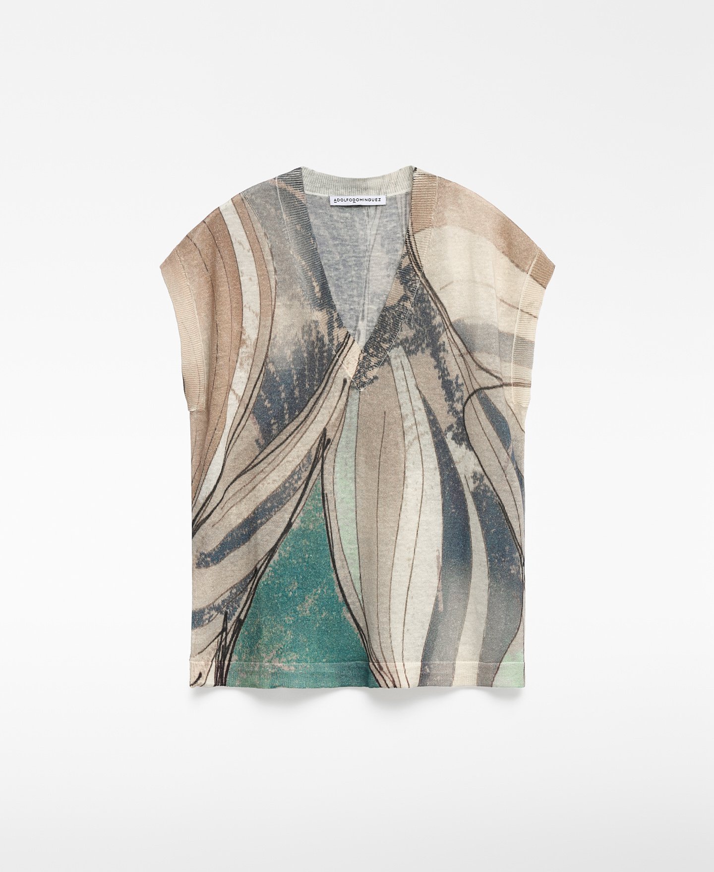 Chaleco estampado punto lino mujer image number 4