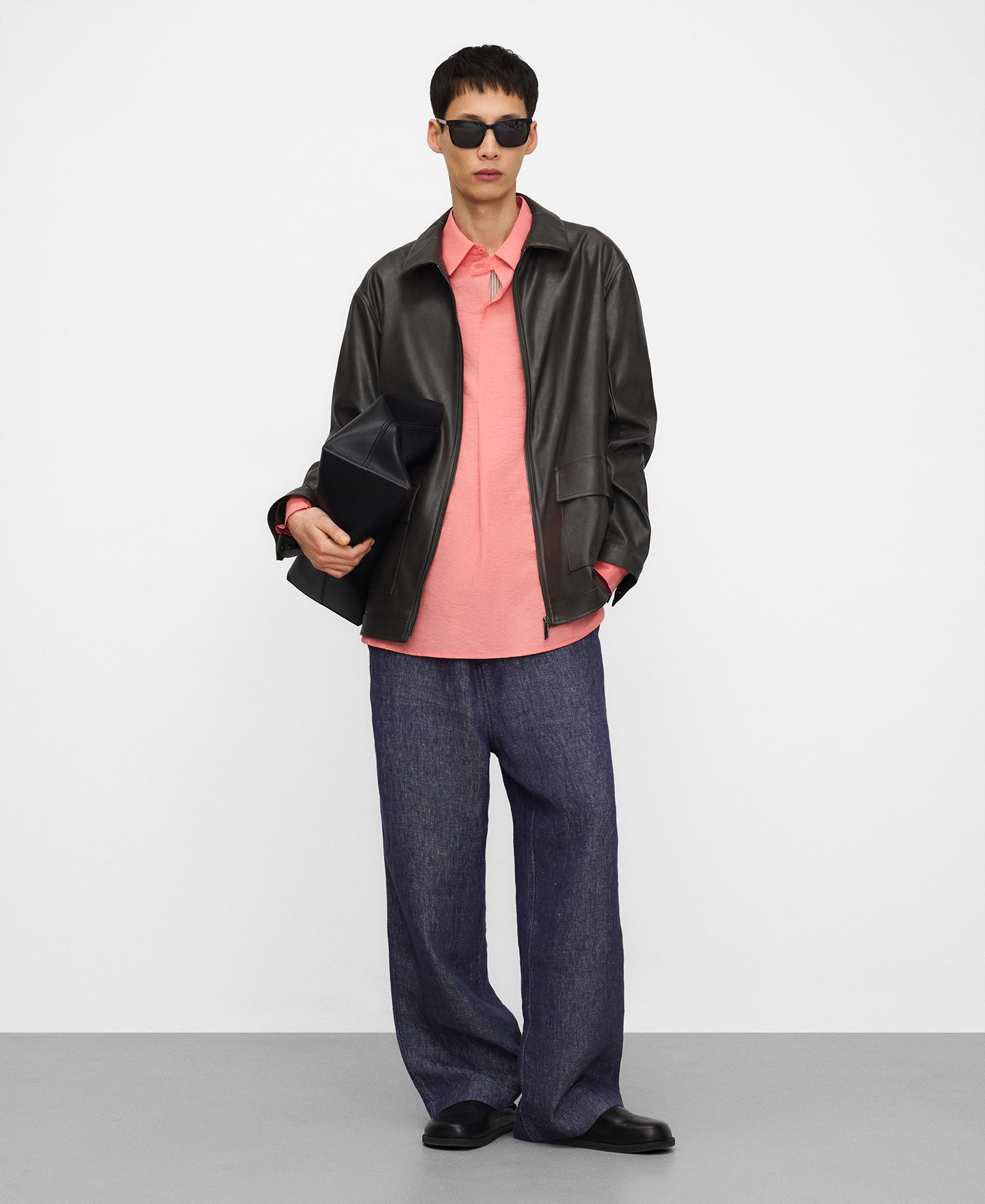 Half-placket oversize shirt image number 1