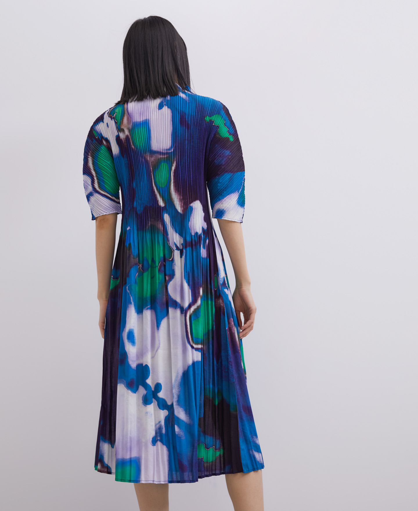 Neon printed crinkle midi dress image number 2