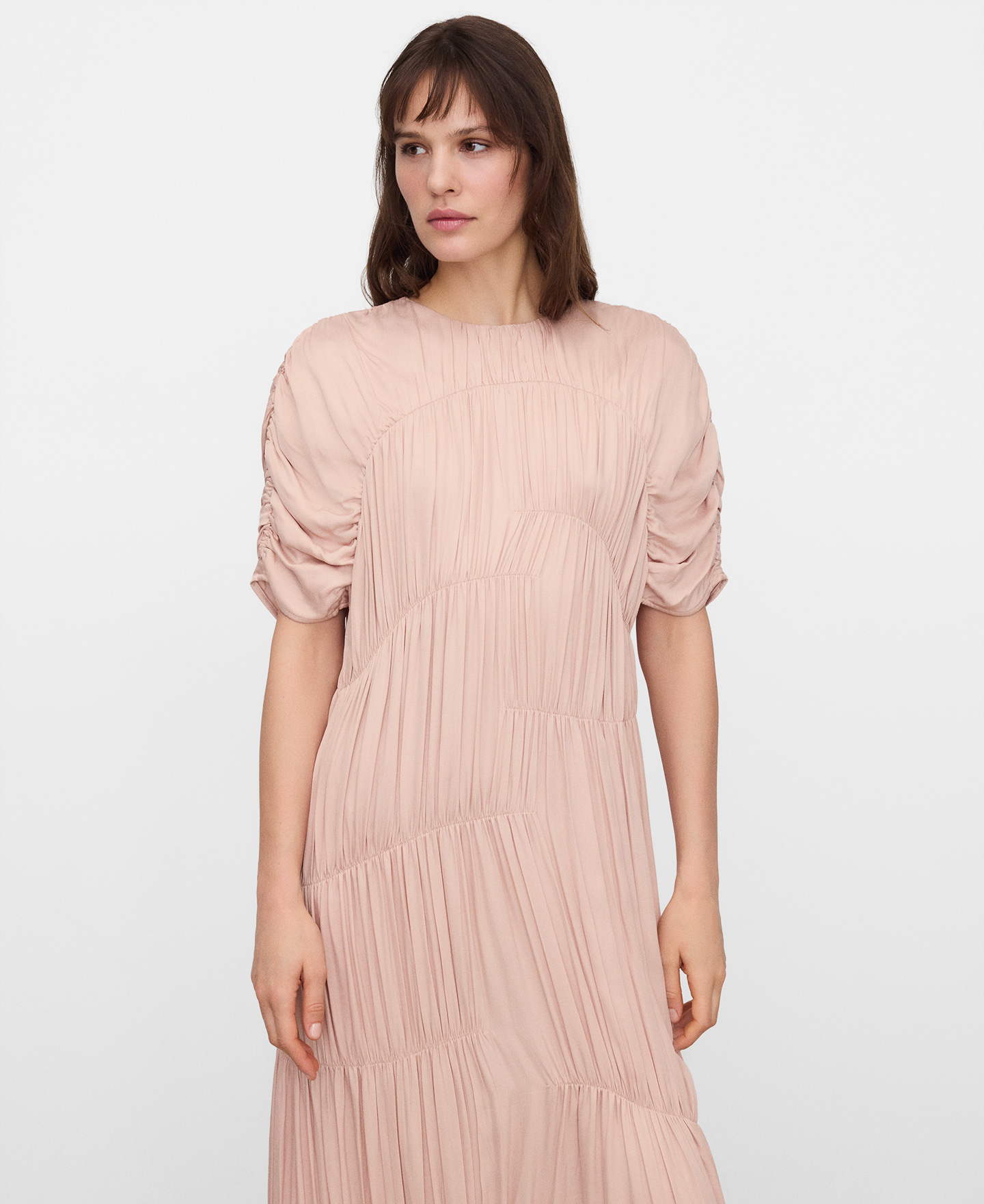 Short sleeve ruched dress image number 0
