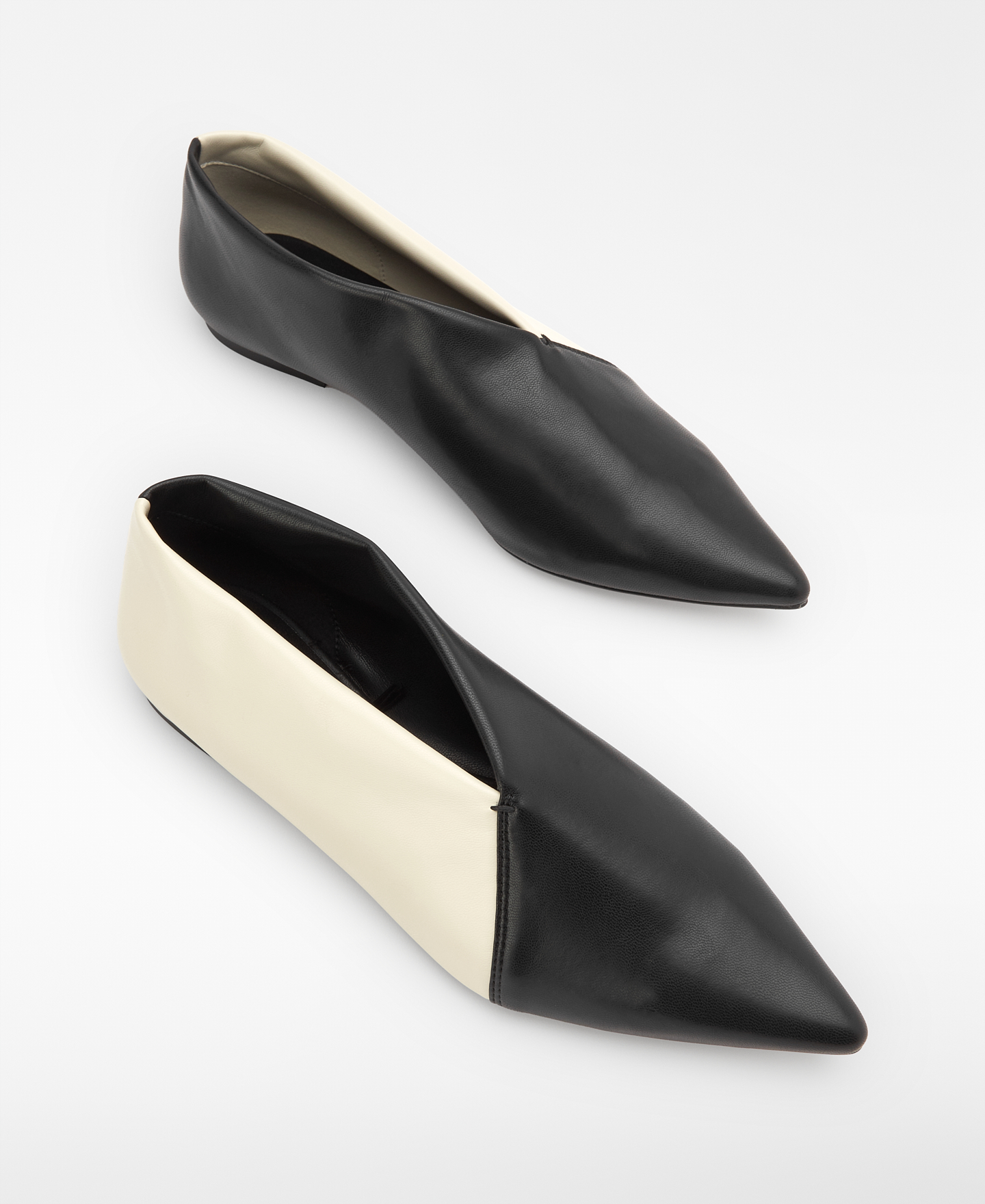 Non-Leather pointed two-tone ballet flat image number 1