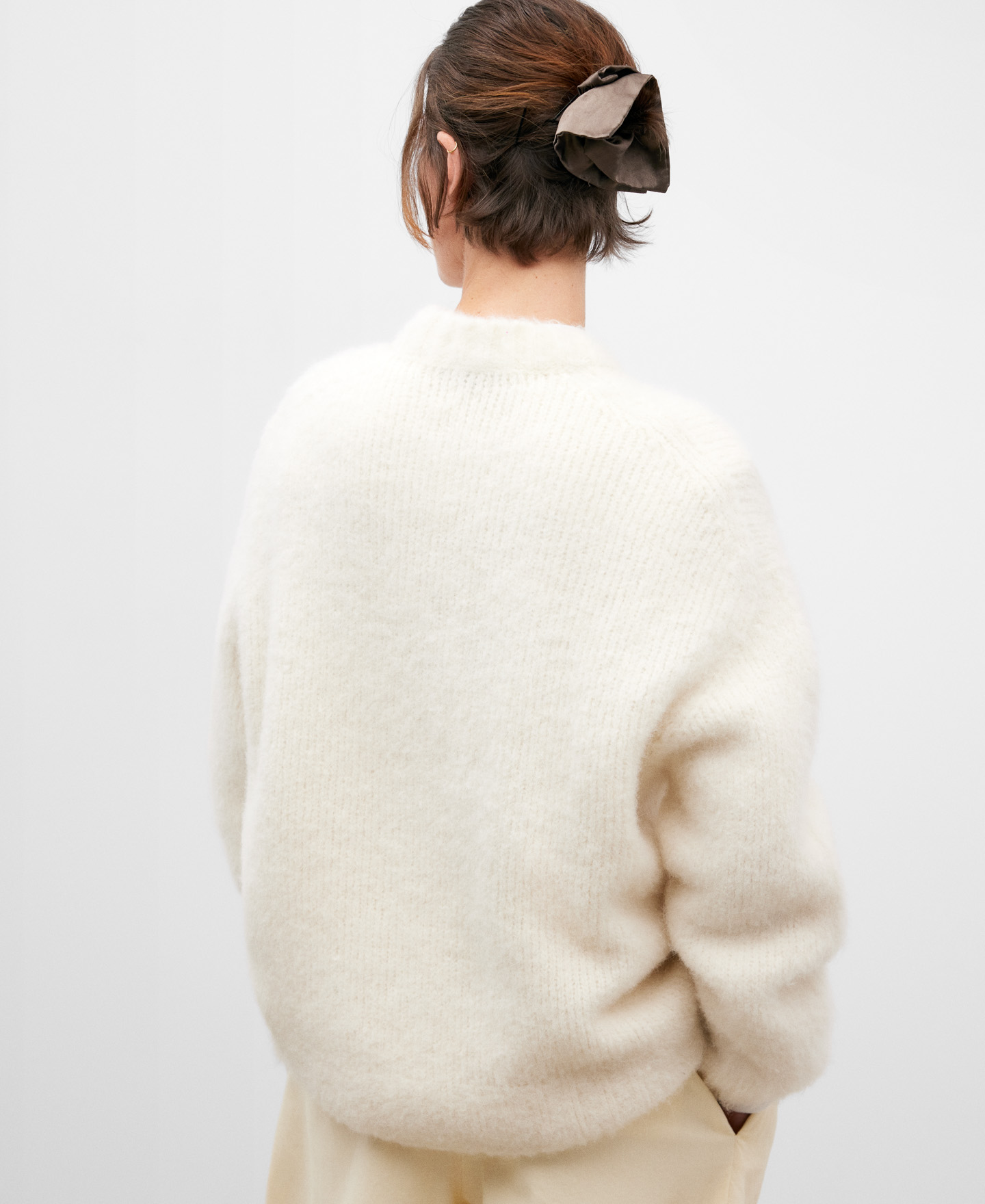 Alpaca knitted crew neck sweater image number 2
