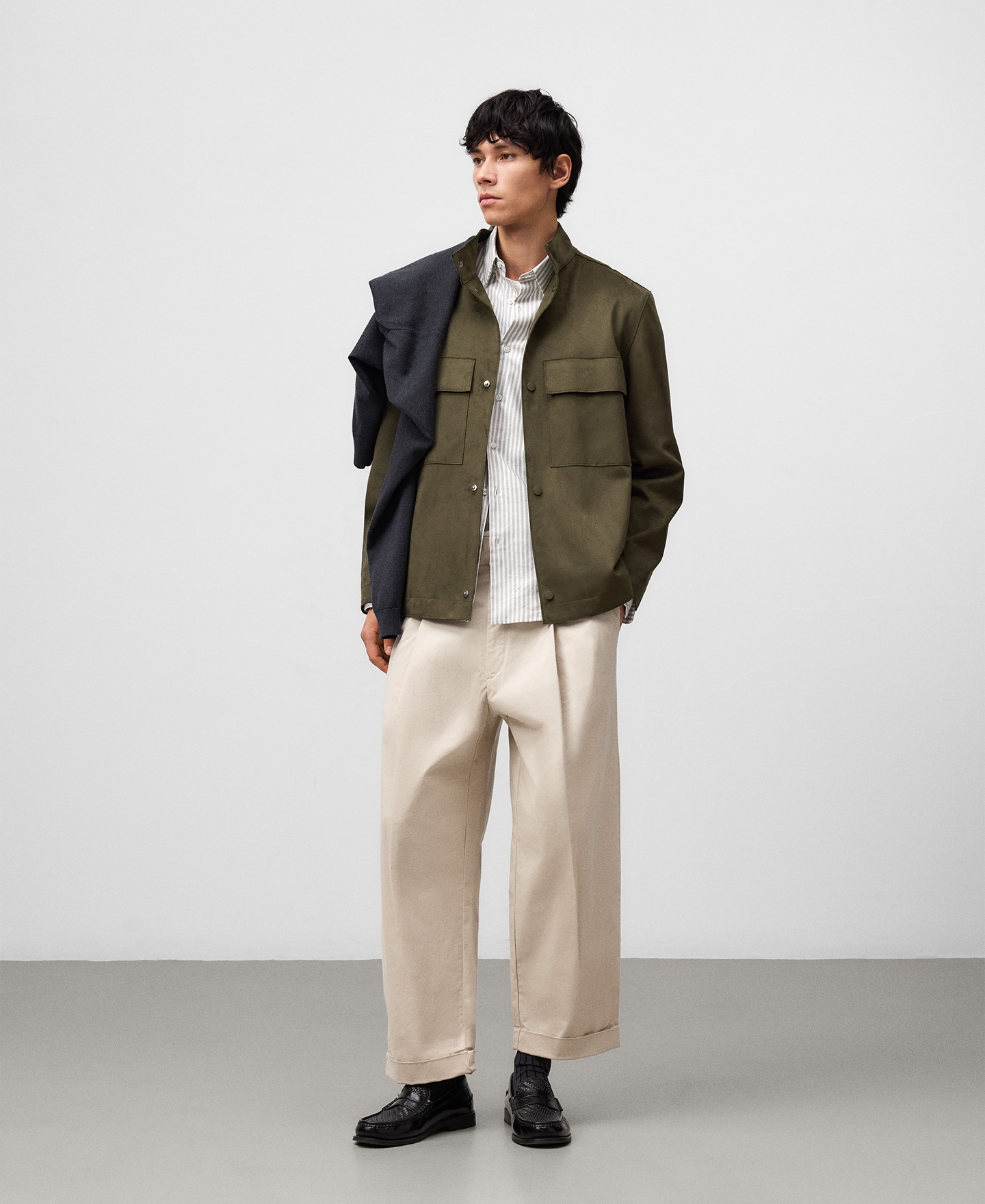 Veste à col bande en simili-suède pour homme image number 1