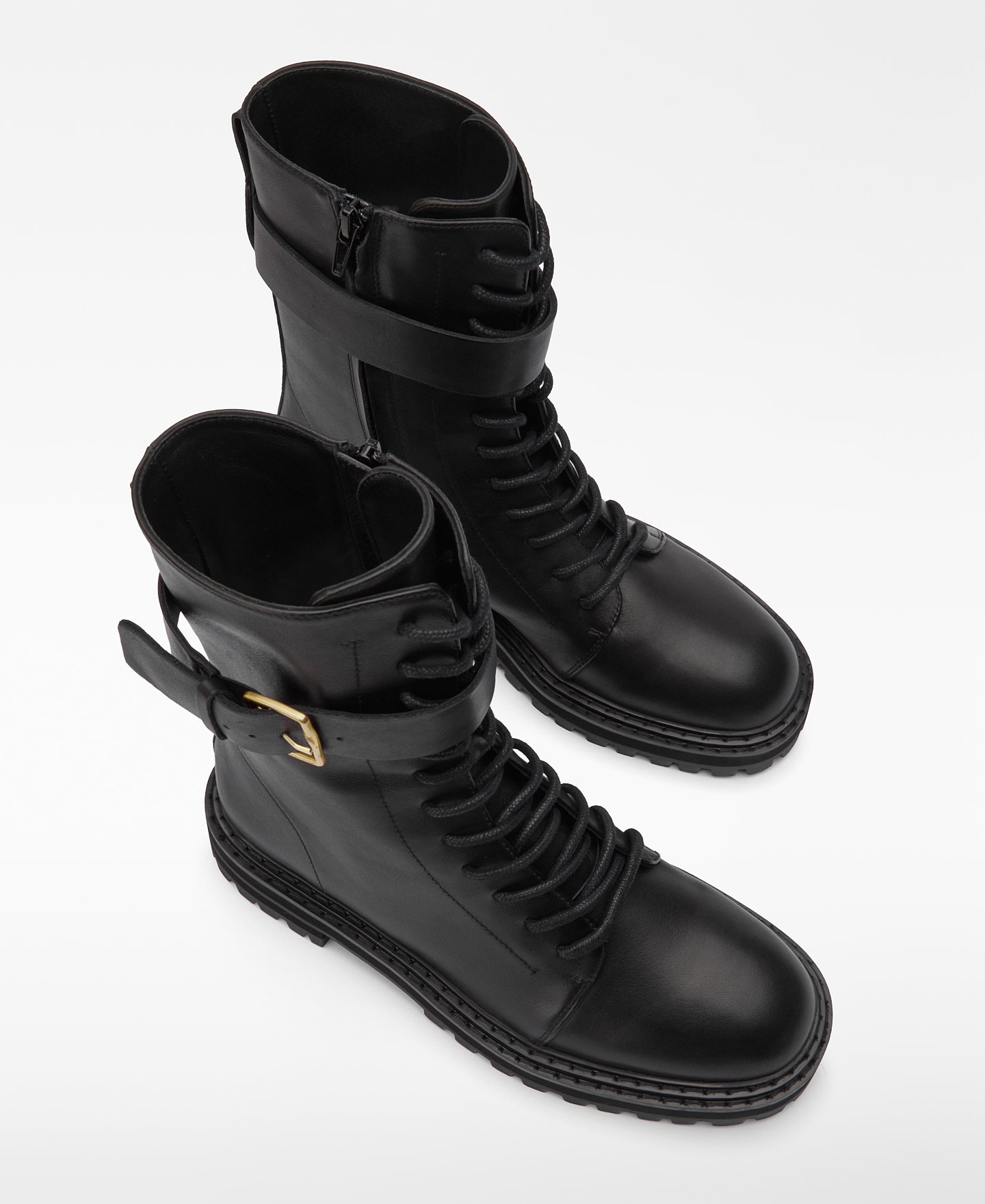 Bota militar hebilla piel mujer image number 1