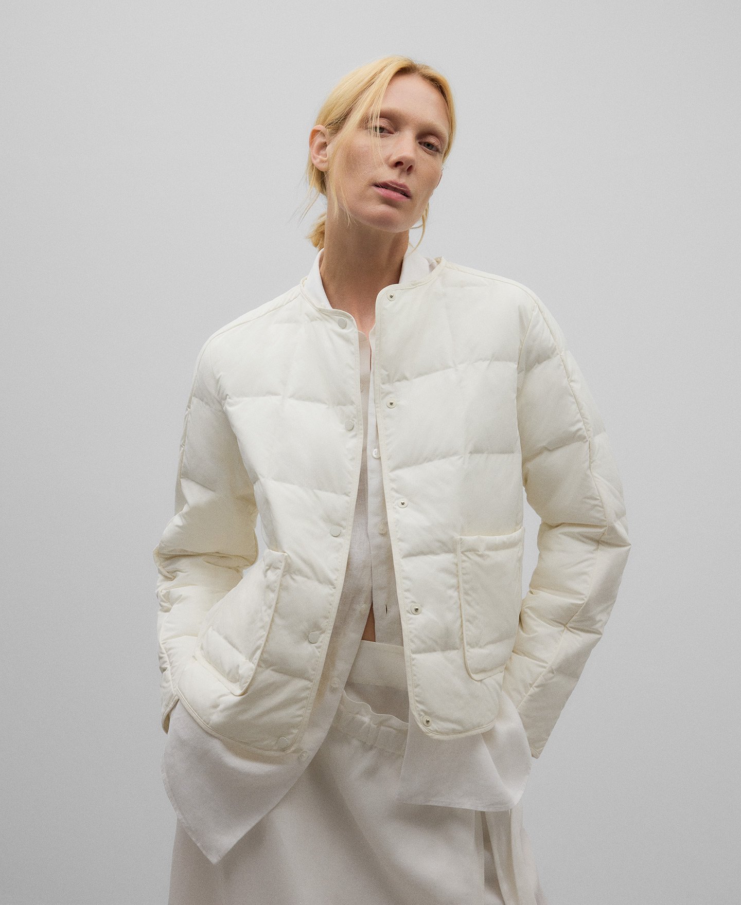 Quilted jacket with scarf woman image number 0