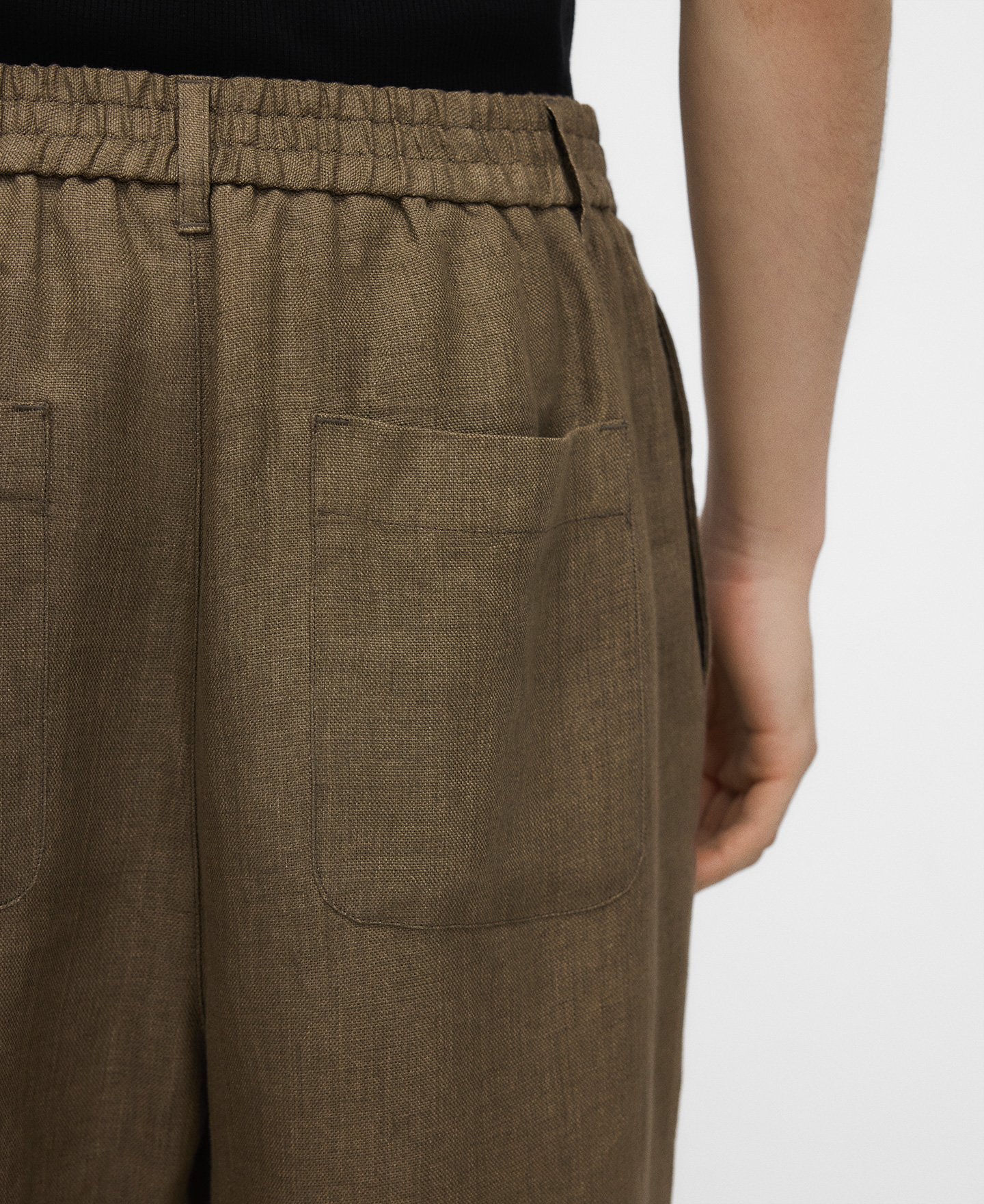 European linen semi-jogger trousers image number 3