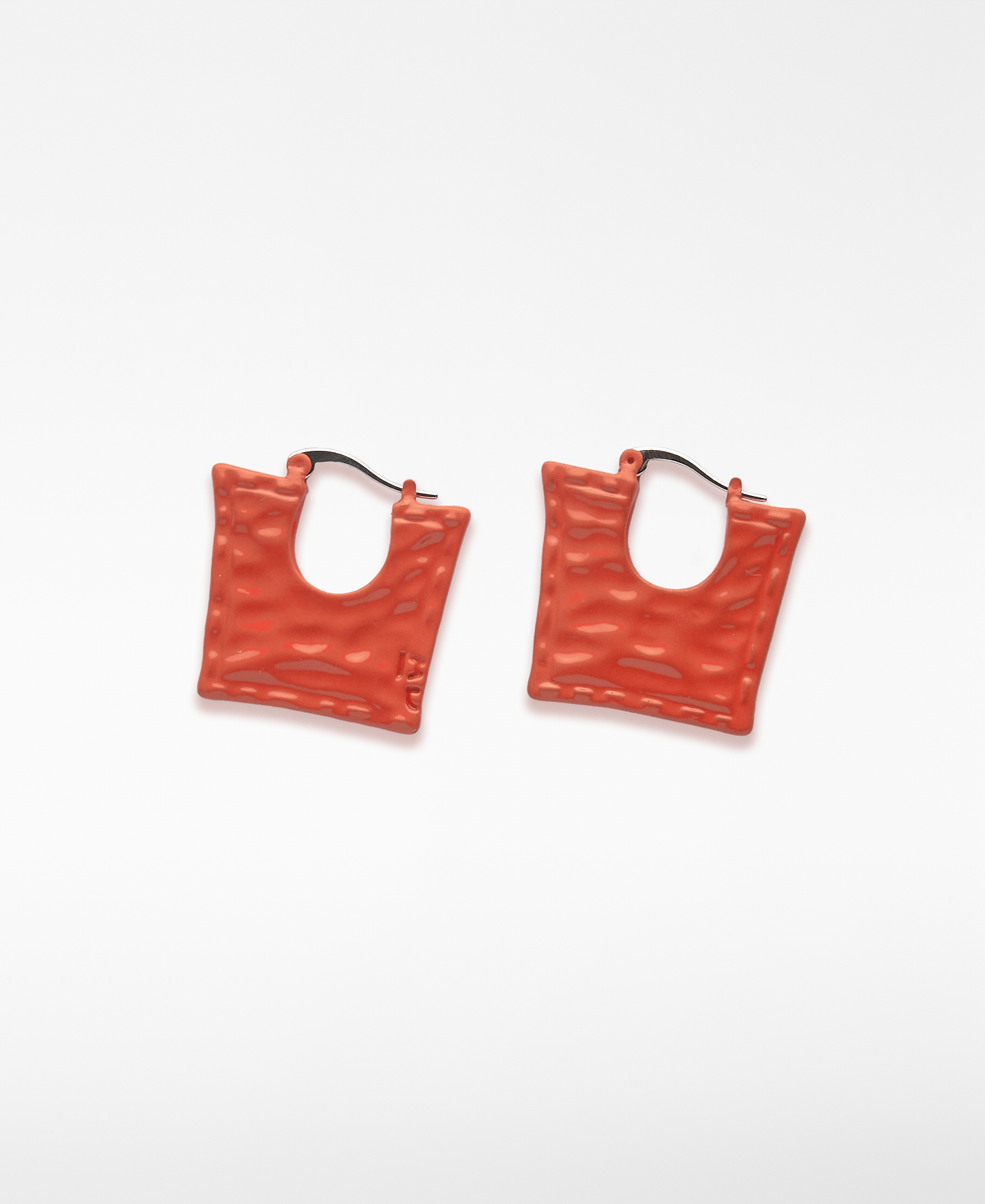 Pendientes metal lacado naranja mujer image number 0