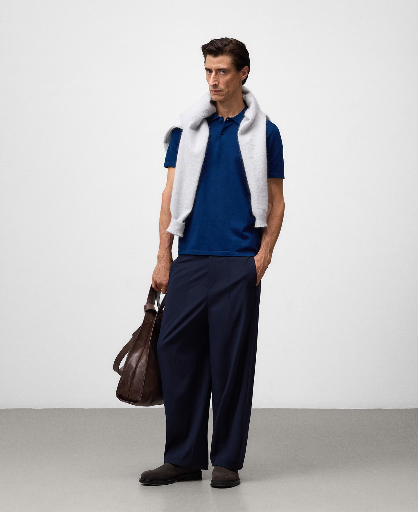 Regular fit heather polo shirt man image number 1