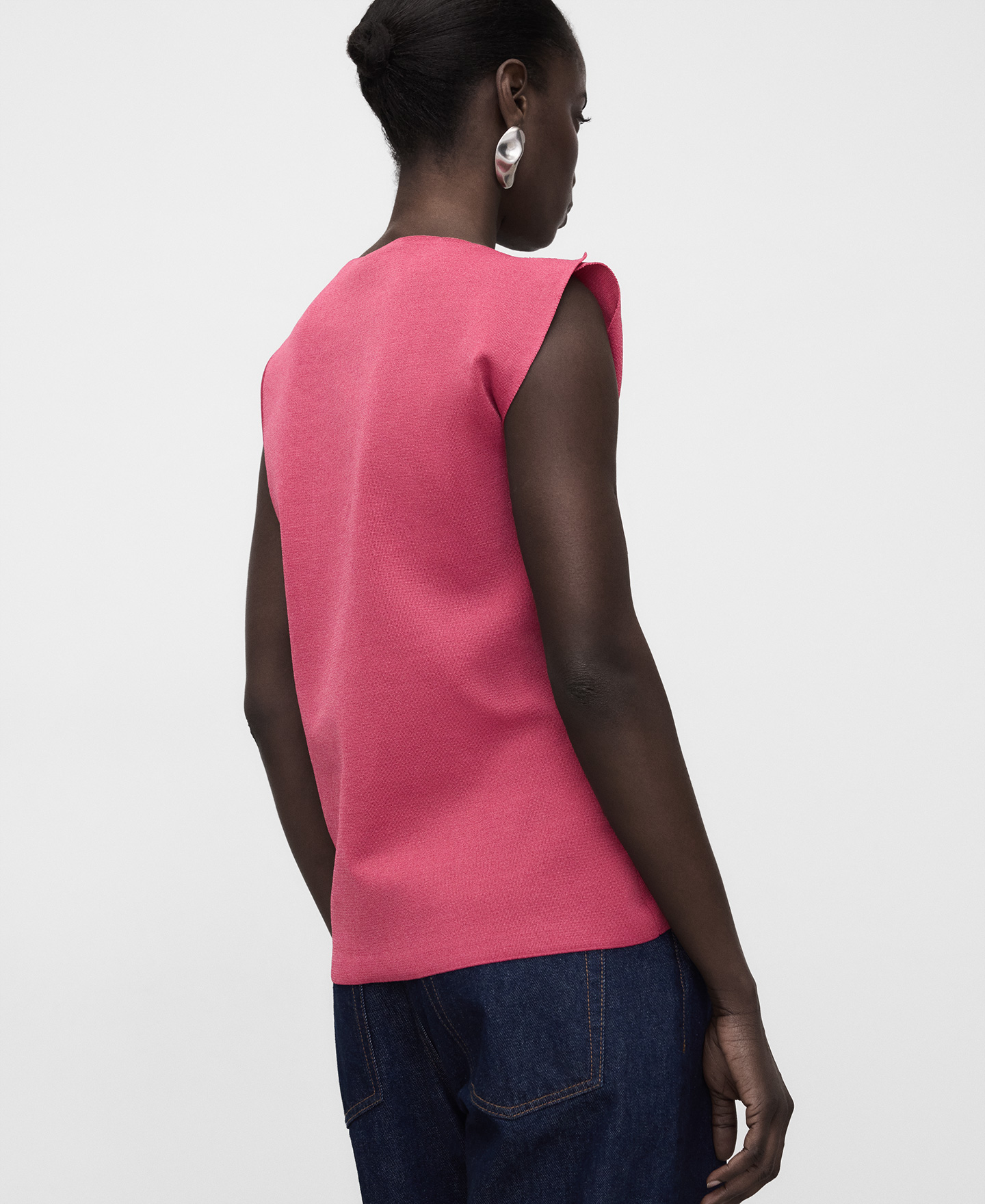 Asymmetric knit top with side ruffle image number 2