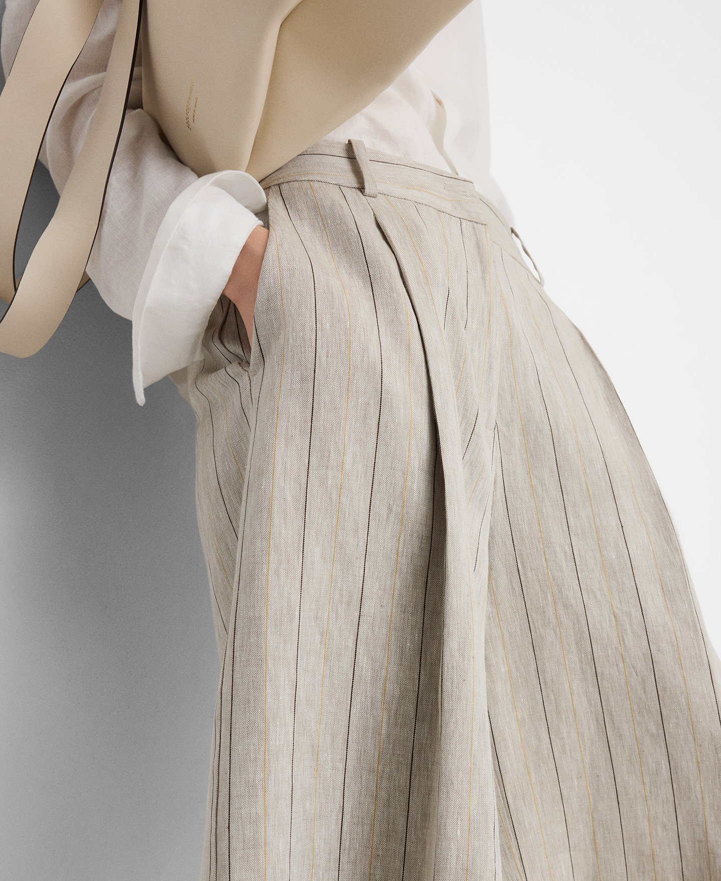 Bermuda recta rayas lino europeo image number 3