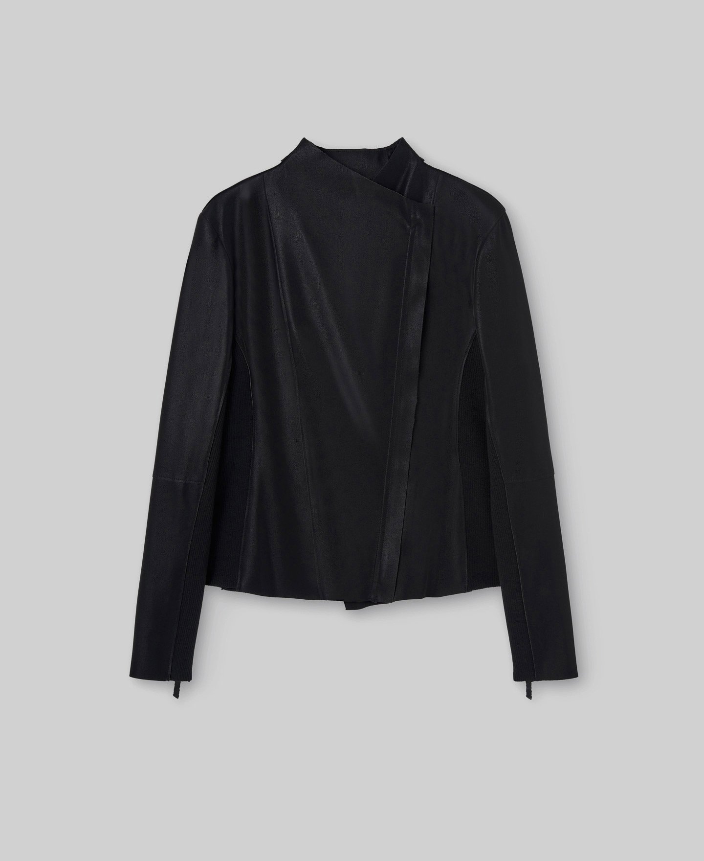 Leather-Non-Leather fitted jacket woman image number 4