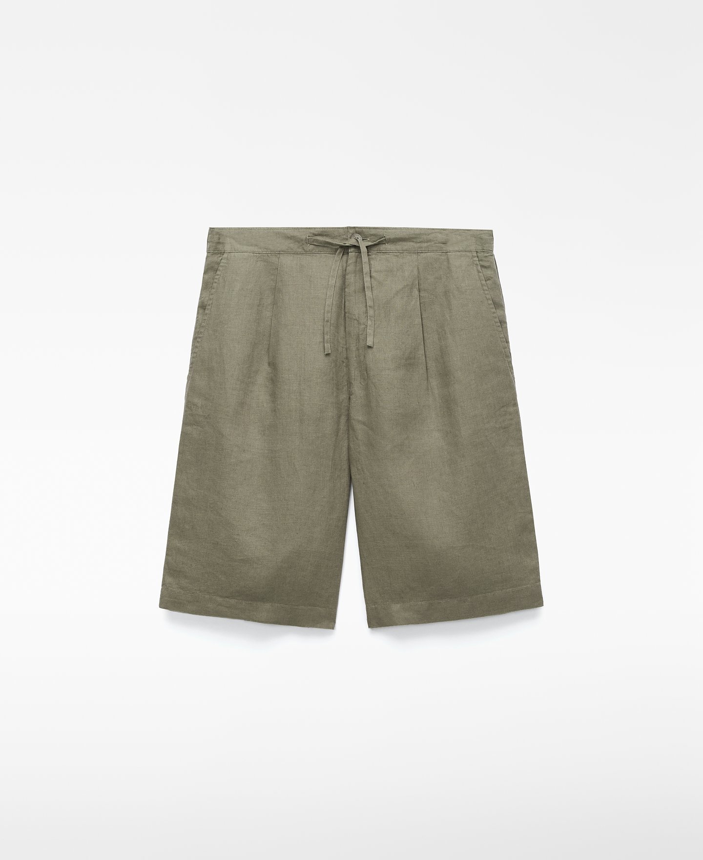 European linen pleated bermuda shorts image number 0
