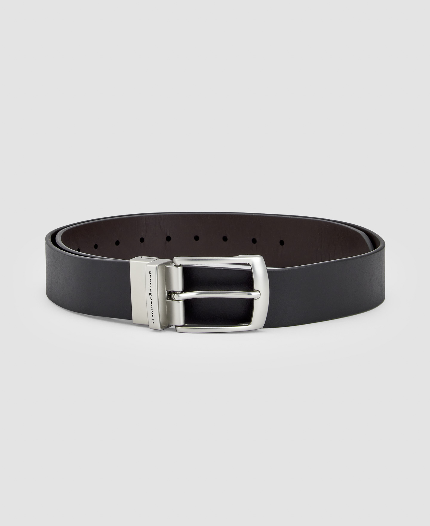 Leather belt with metal buckle image number 0