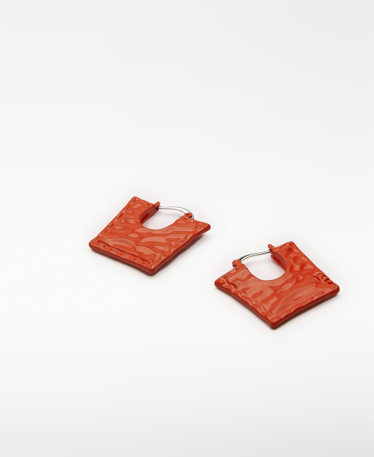 Pendientes metal lacado naranja mujer image number 2