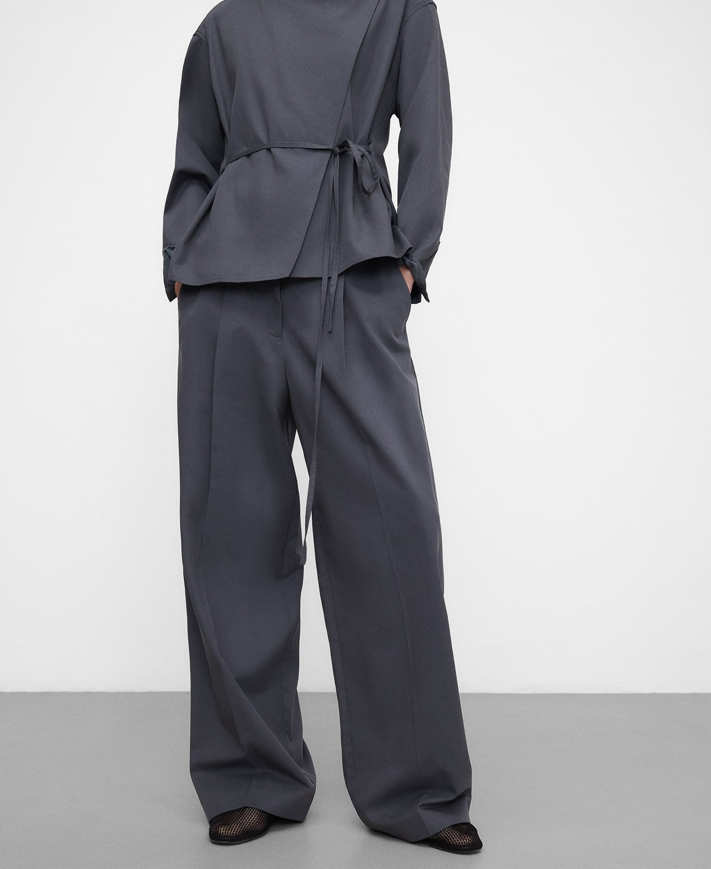 Straight pleated trousers image number 0