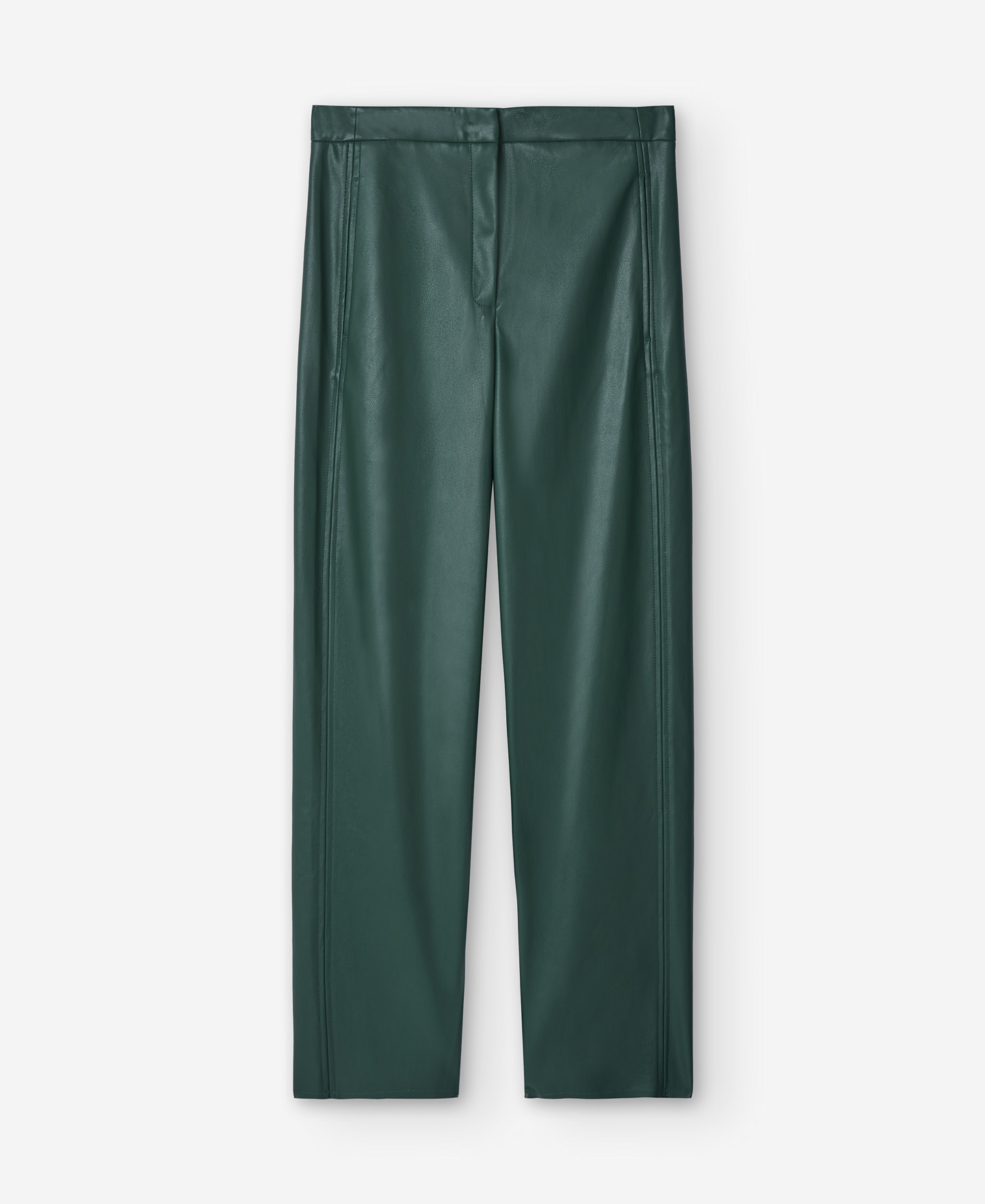 Leather texture straight trousers women image number 4