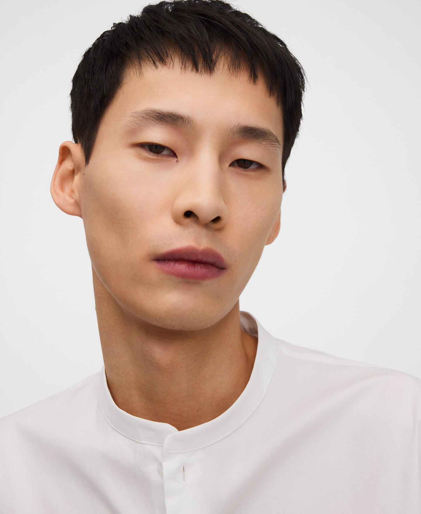 Cotton regular fit mandarin collar shirt image number 3