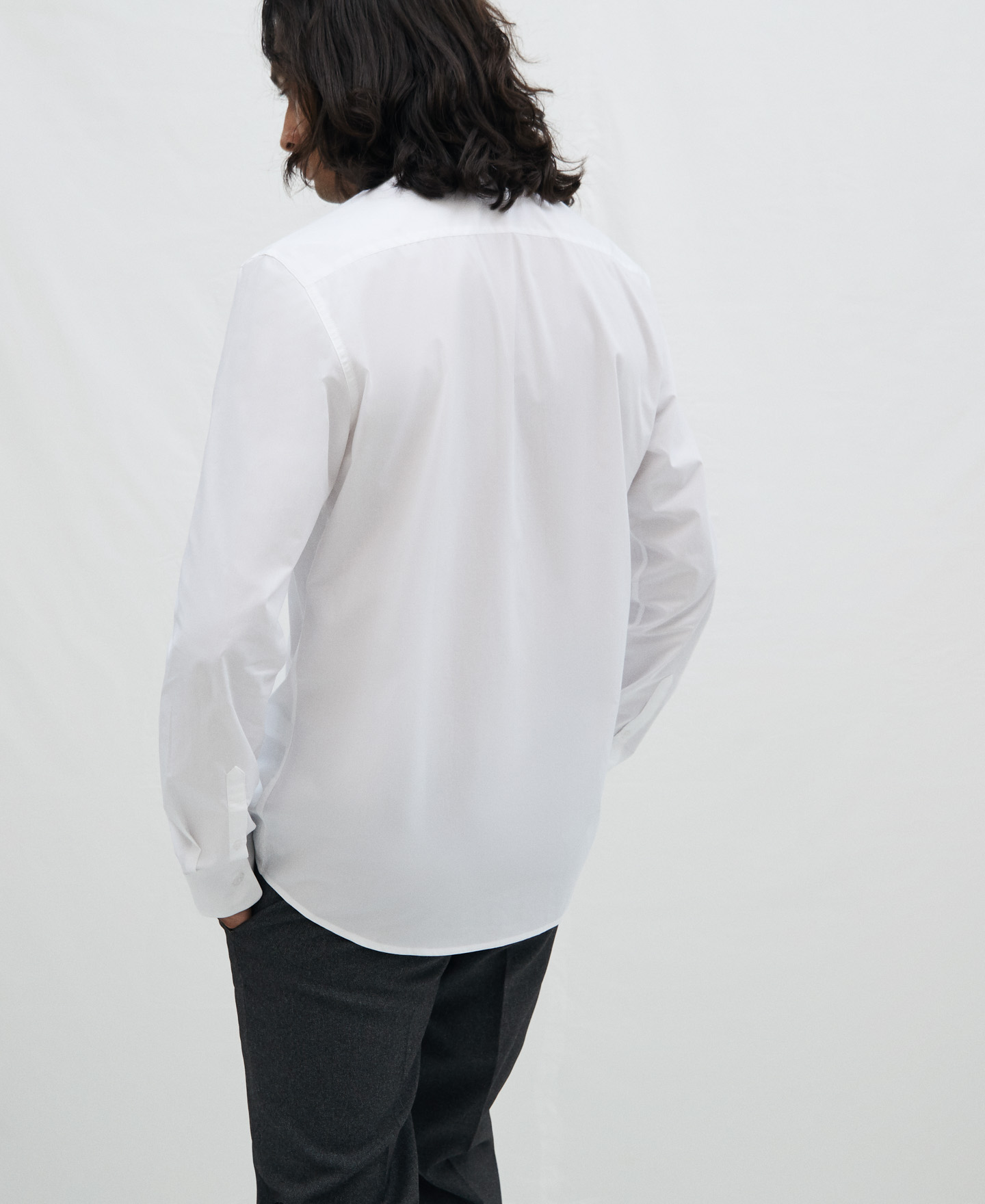 Cutaway collar cotton shirt image number 2