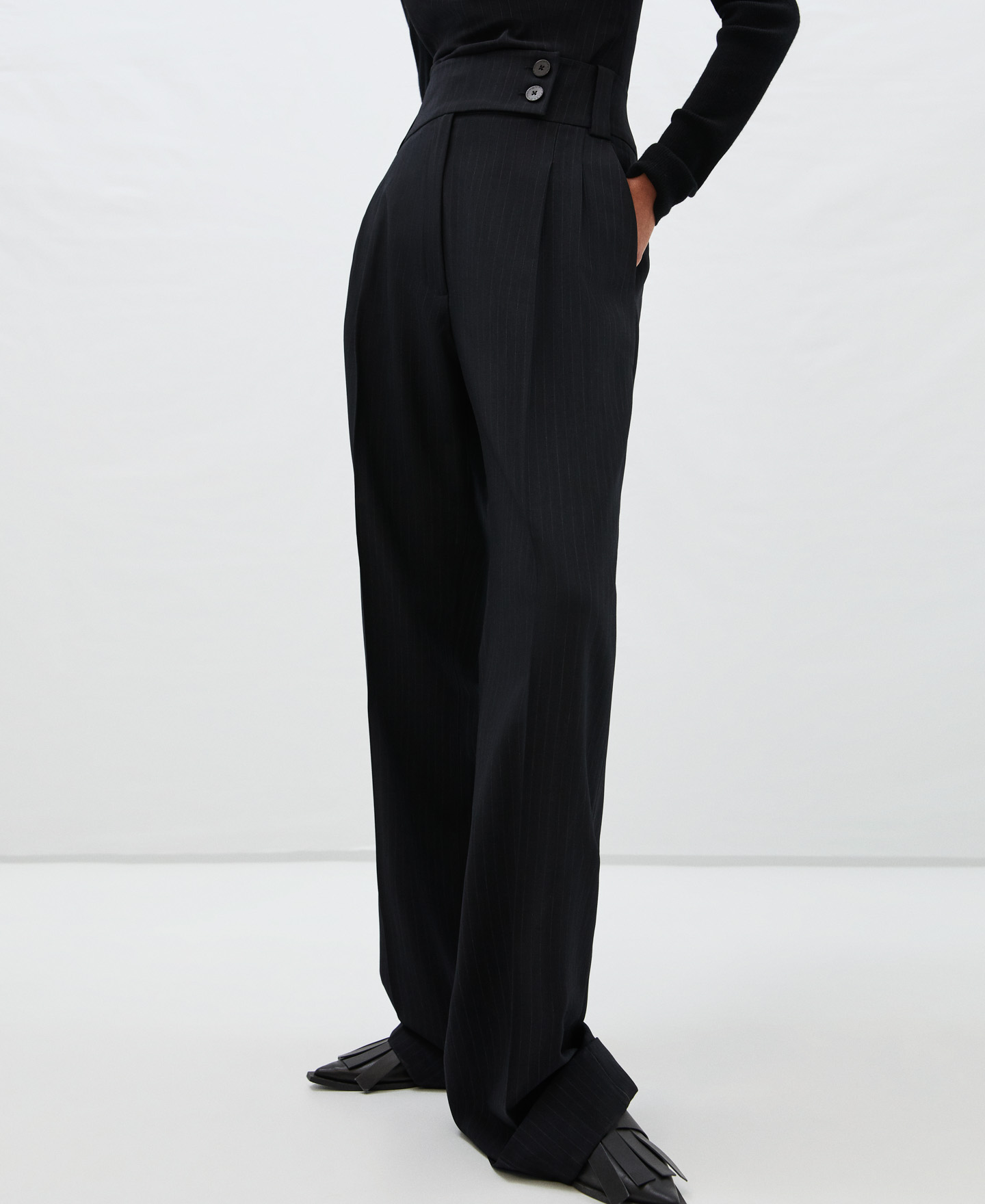 High waisted trousers pinstripe image number 0
