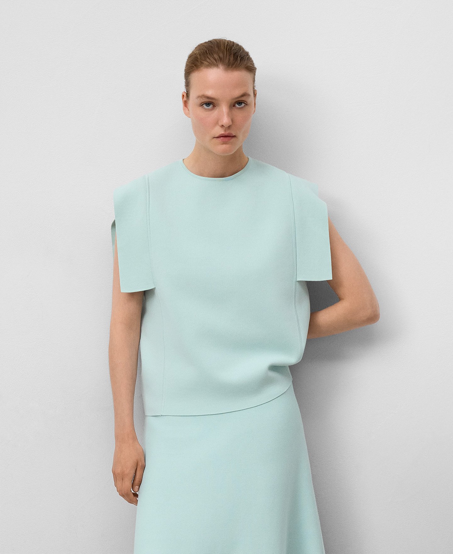 Knit sweater with side panels woman image number 0