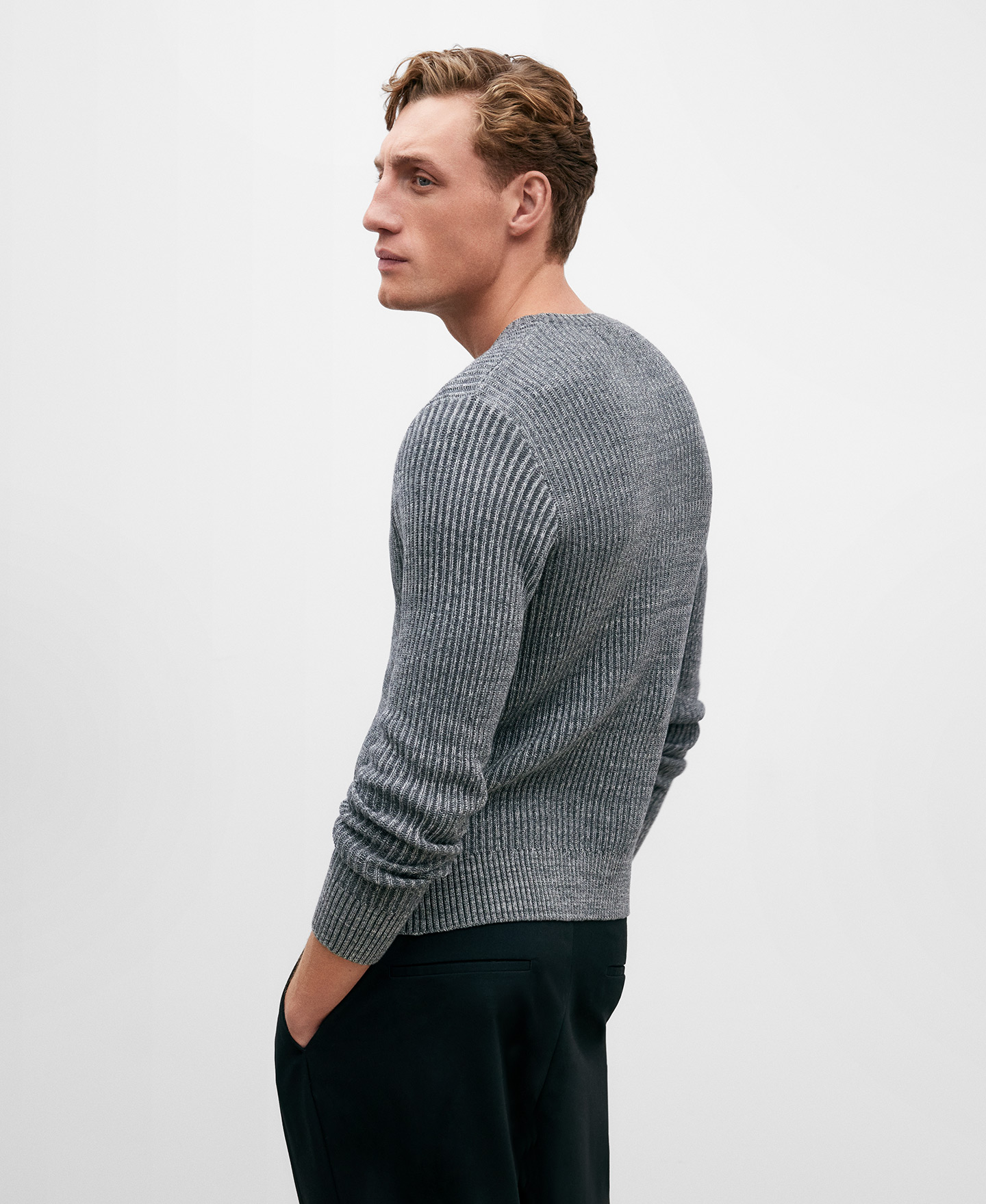 Jersey tejido algodón gris hombre image number 2