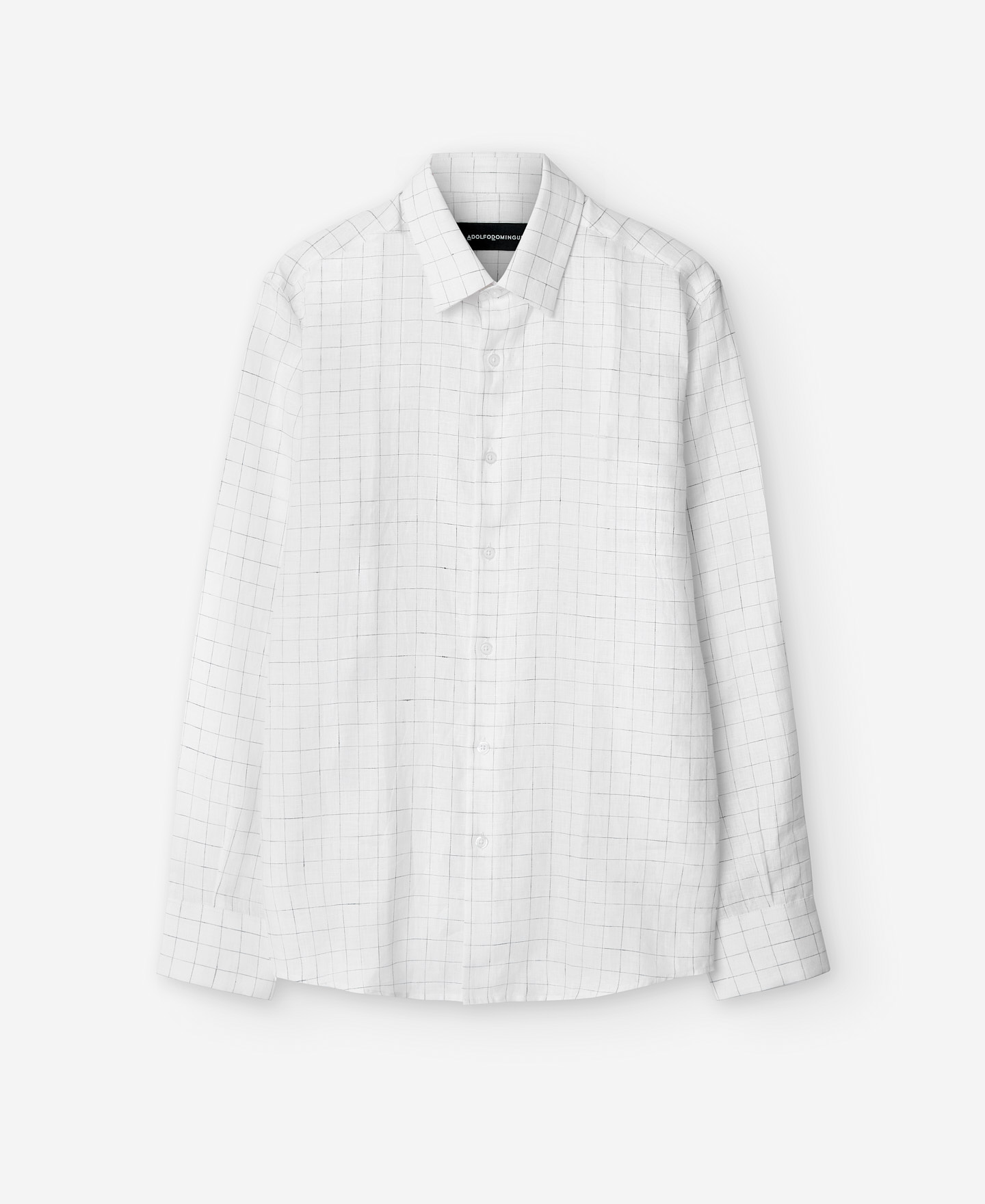 European linen white chequered shirt image number 4