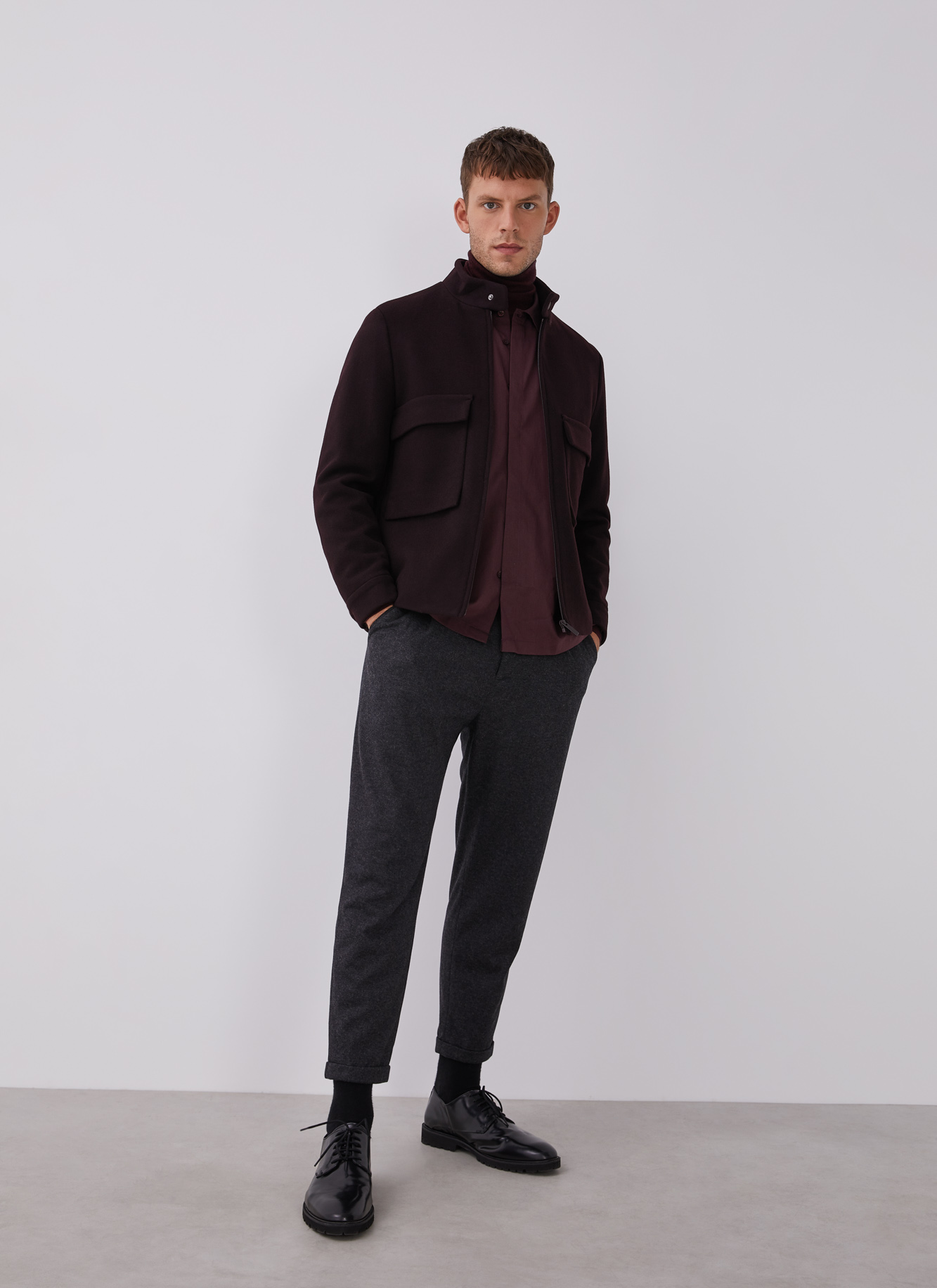 Wool jacket with patch pockets image number 6