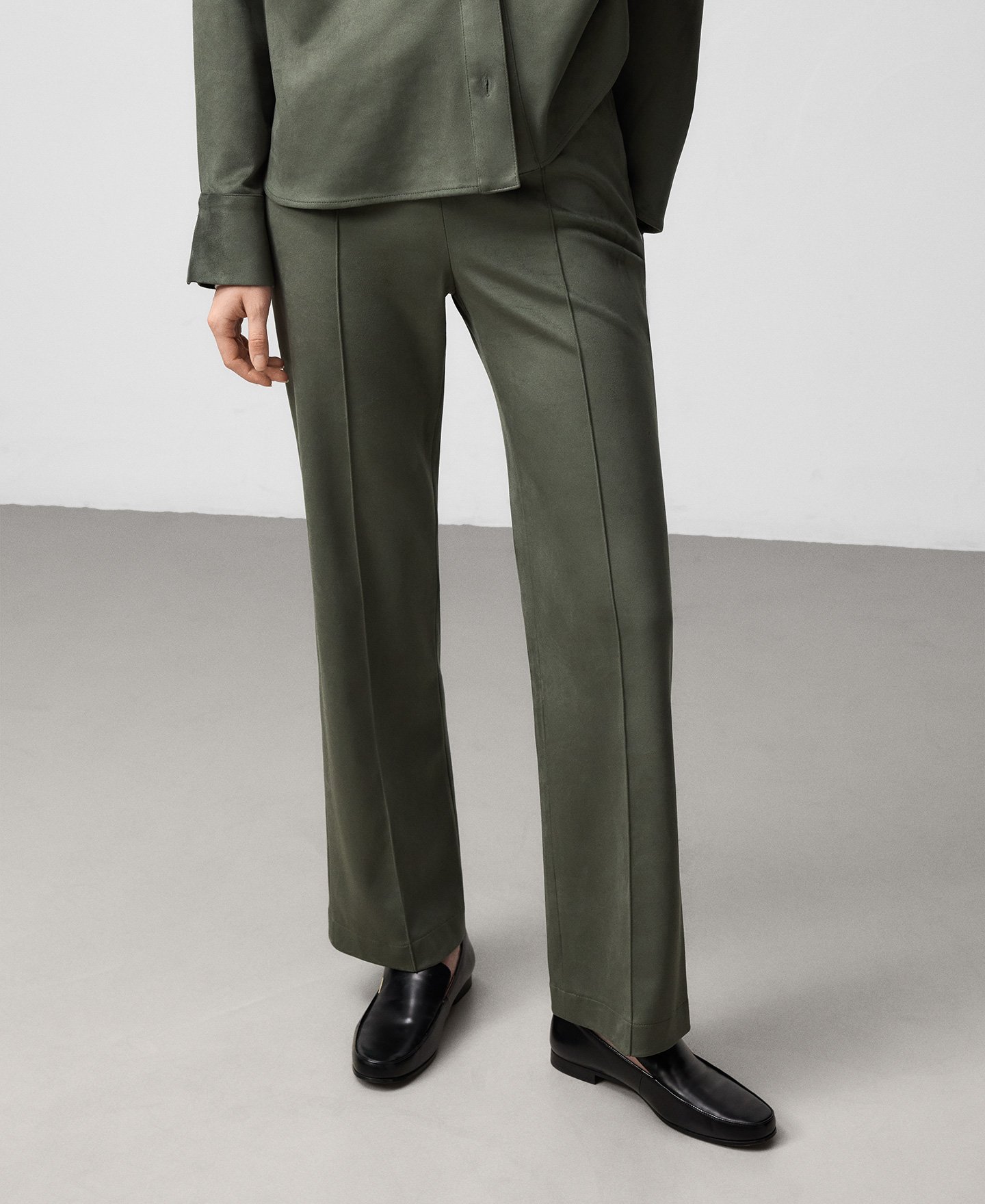 Faux suede flare trousers woman image number 0