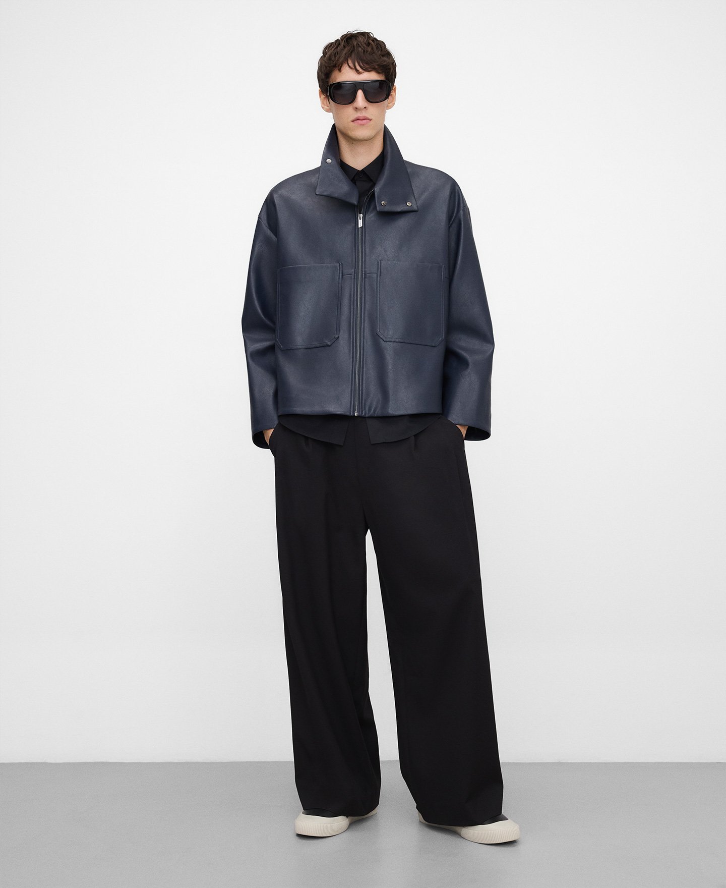 Leather-Non-Leather short jacket image number 1