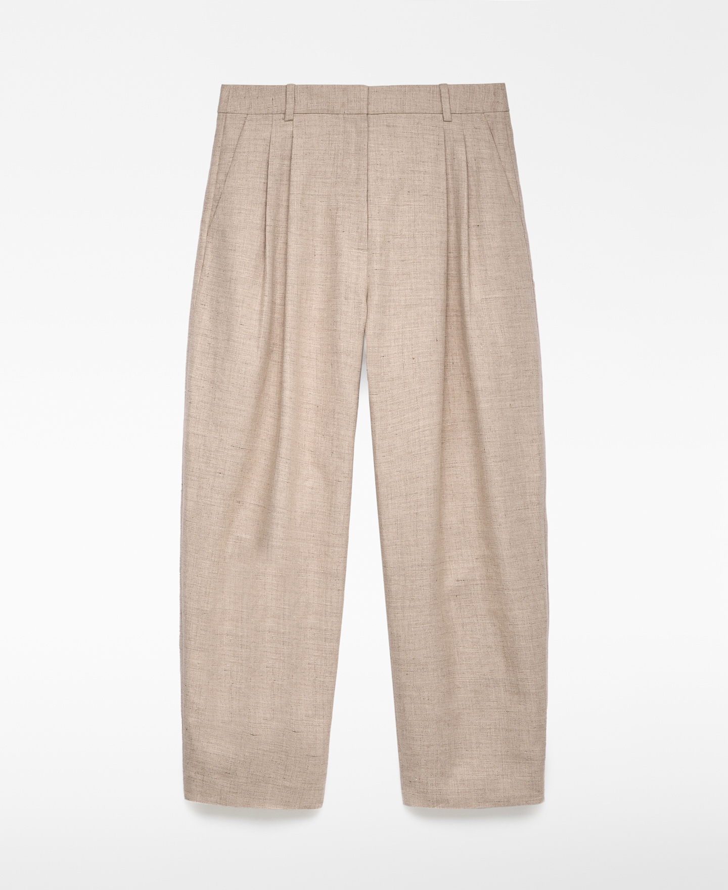 Linen blend barrel fit trousers woman image number 4