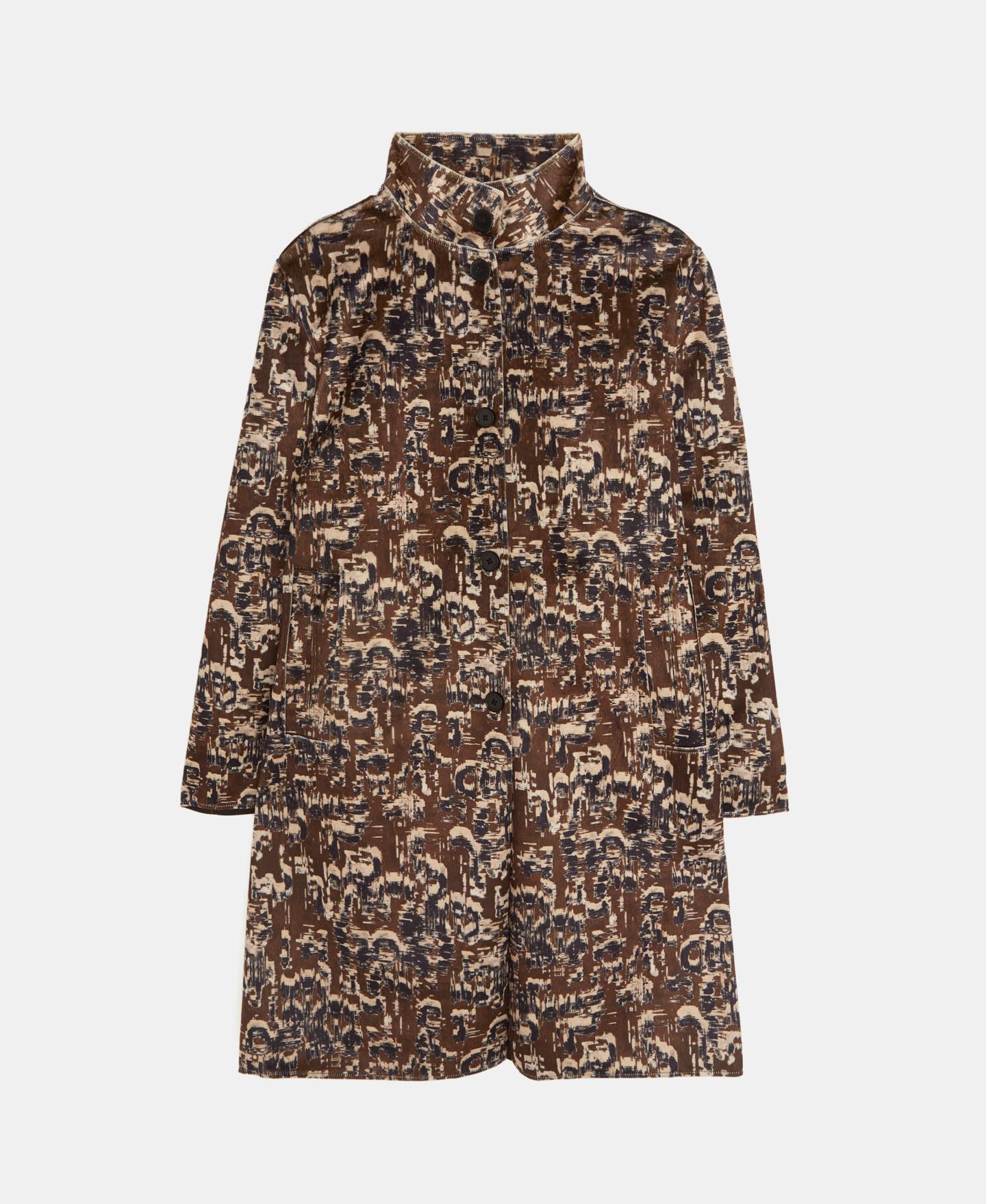 Mandarin collar printed coat image number 4