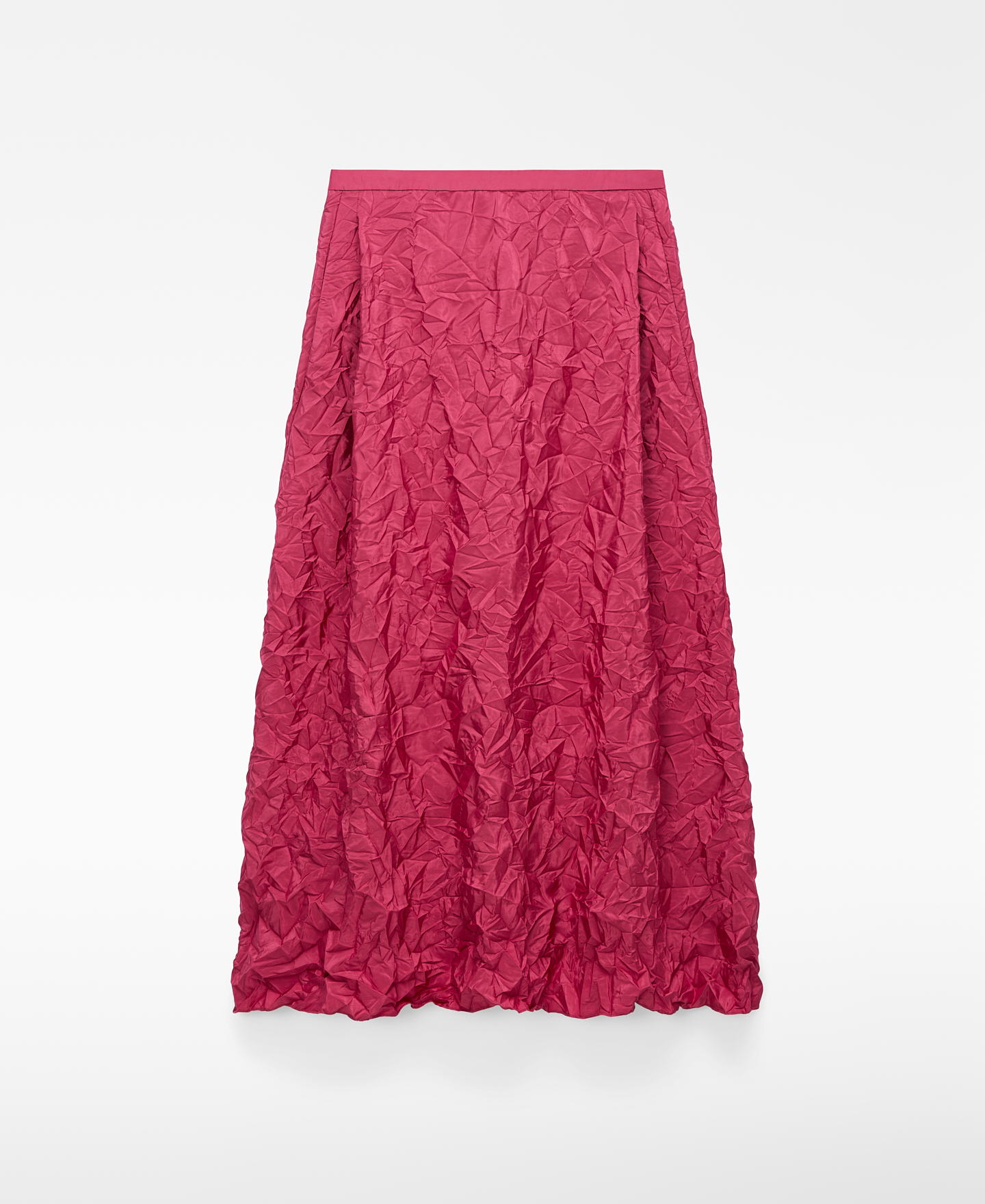 Falda midi satinada efecto arrugado image number 4