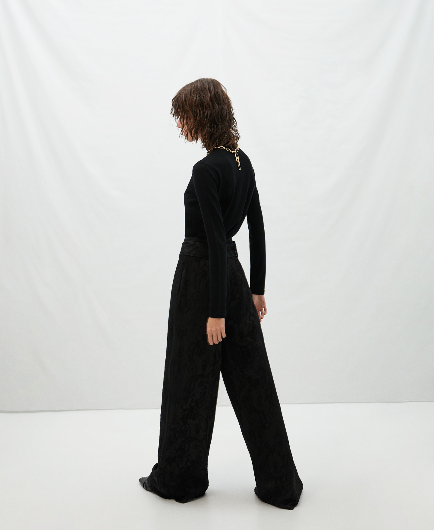 Jacquard palazzo trousers image number 2