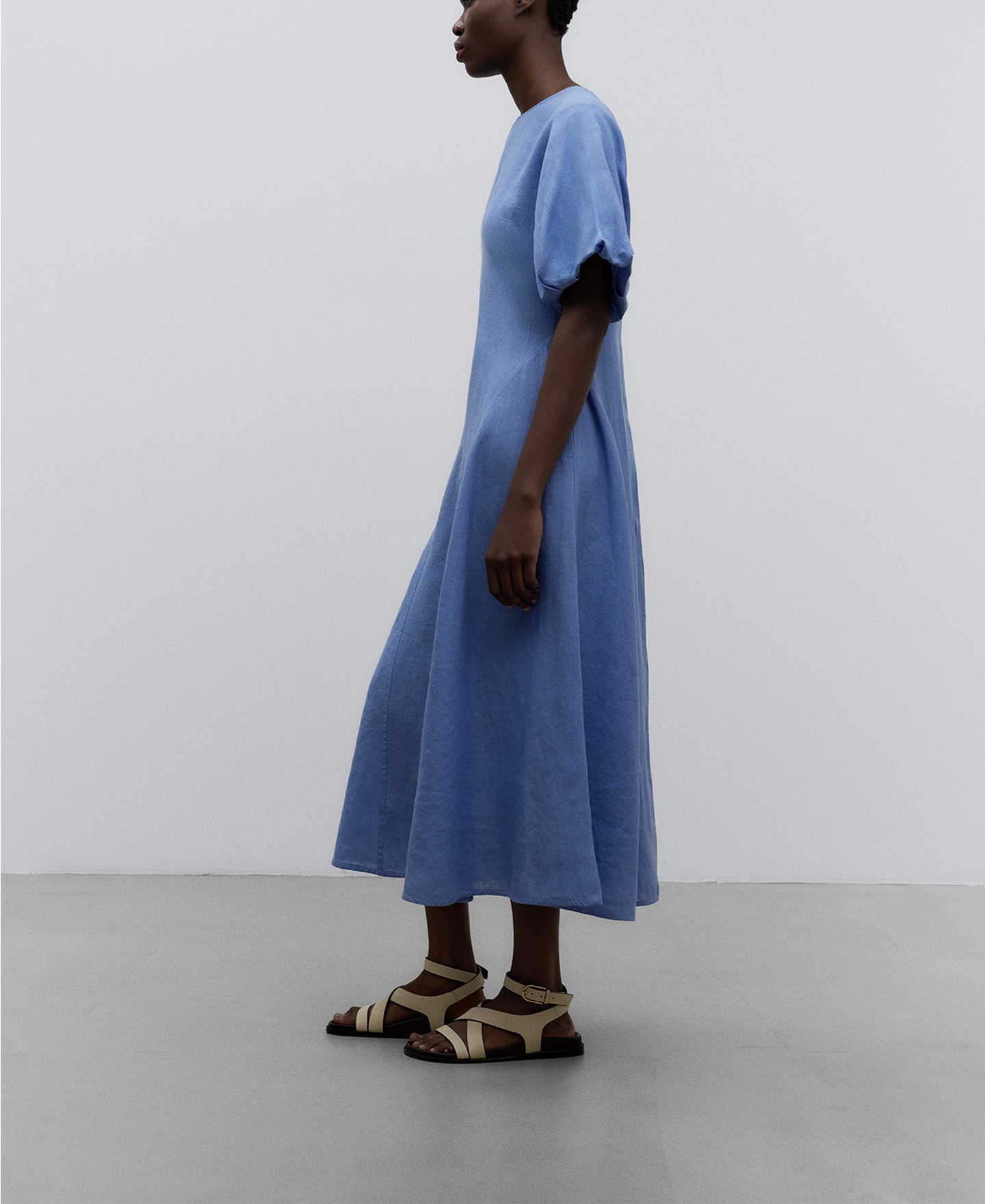 Midi linen dress woman image number 1