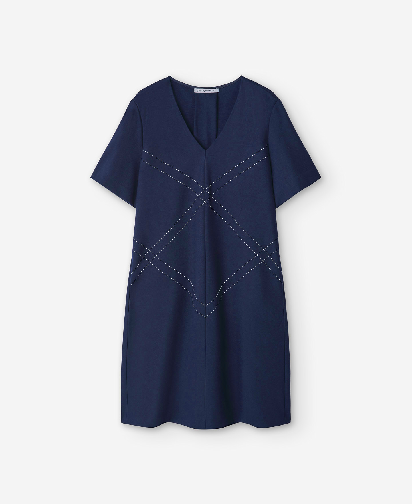 Navy blue viscose fabric dress for women image number 4