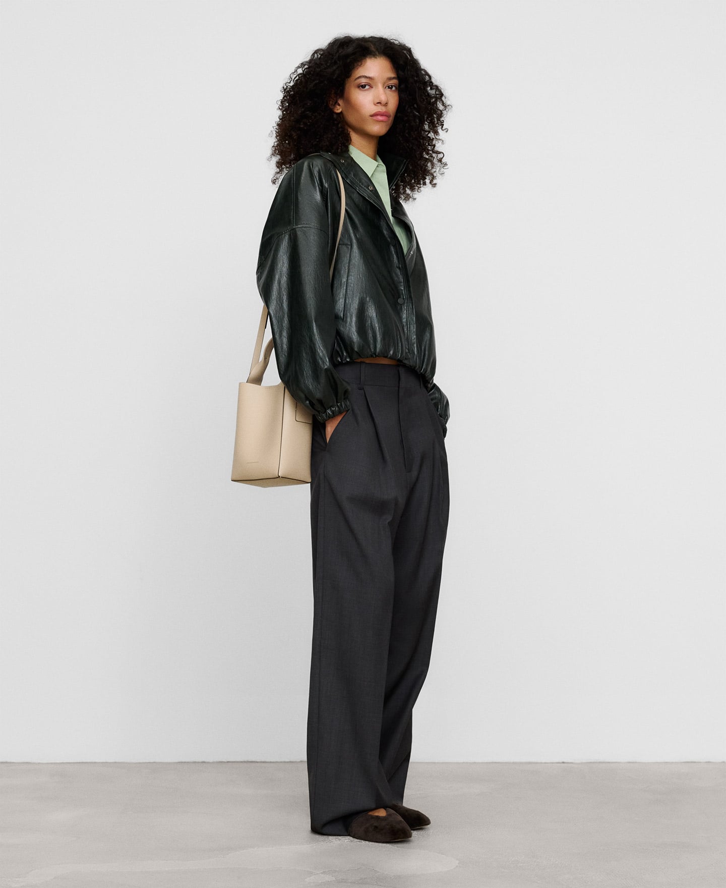 Mica leather bucket bag image number 6
