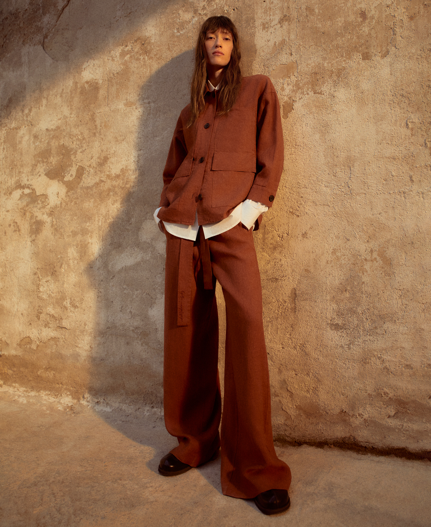 European linen button-down overshirt image number 6