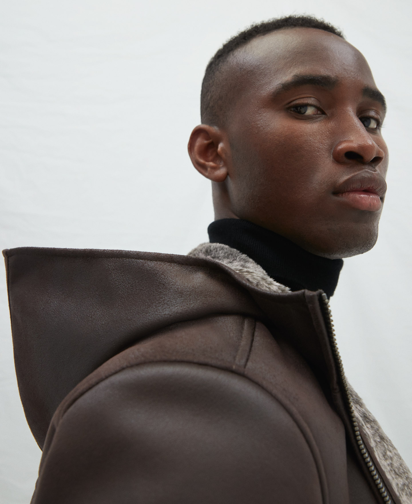 Faux suede aviator coat image number 3