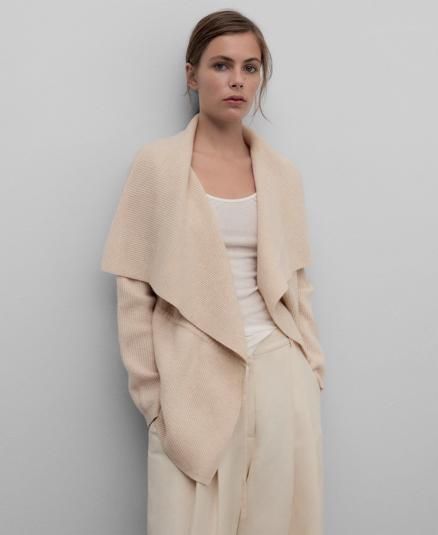 Chaqueta punto cuello envolvente mujer image number 0