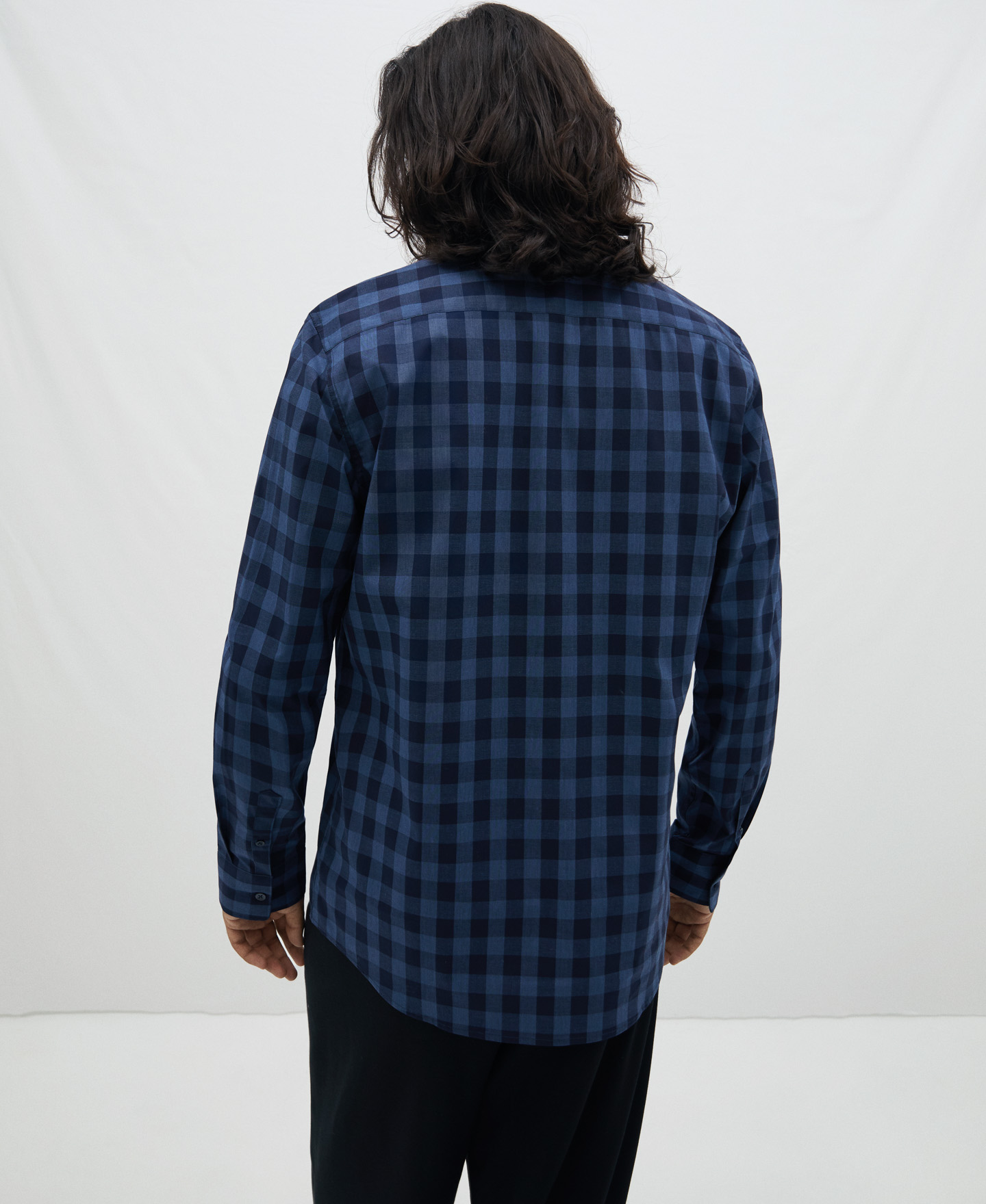 Cotton micro plaid shirt image number 2