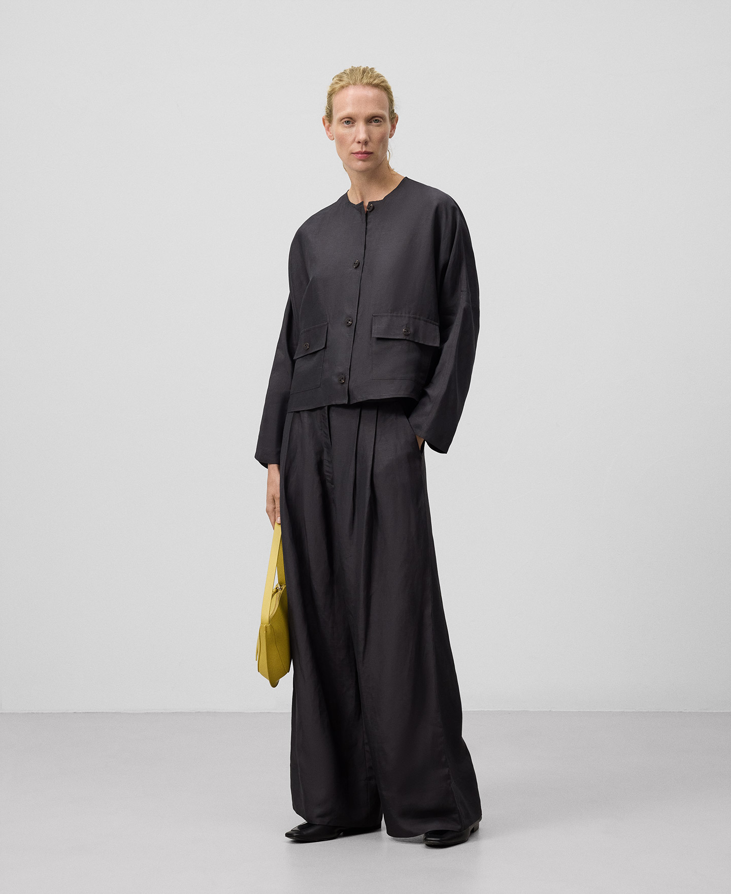 Linen and viscose grey overshirt woman image number 1