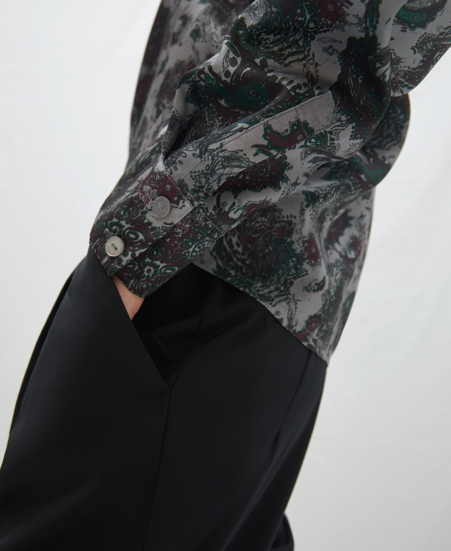 Shawl collar printed shirt image number 3