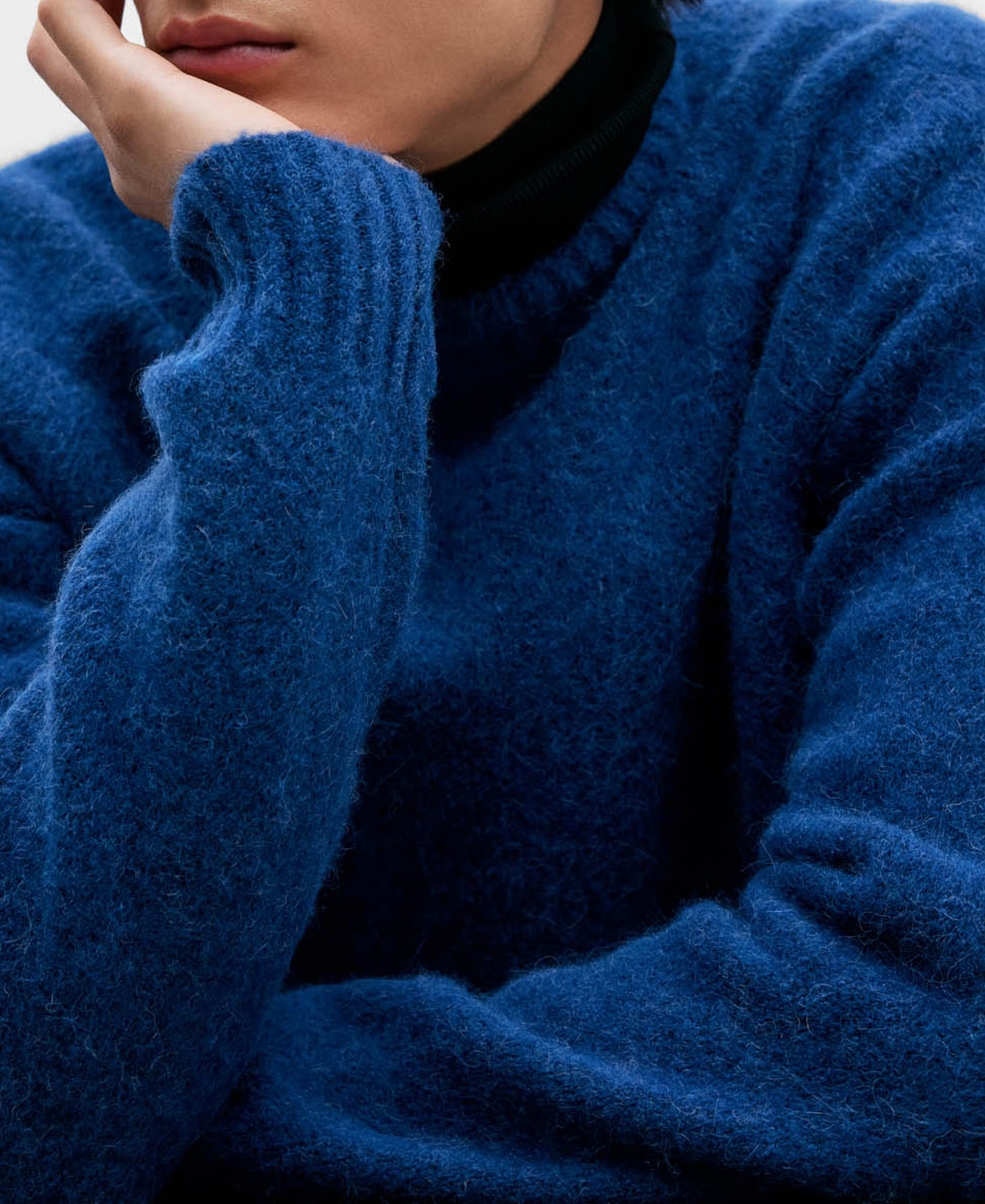 Jersey tejido lana azul melange hombre image number 3