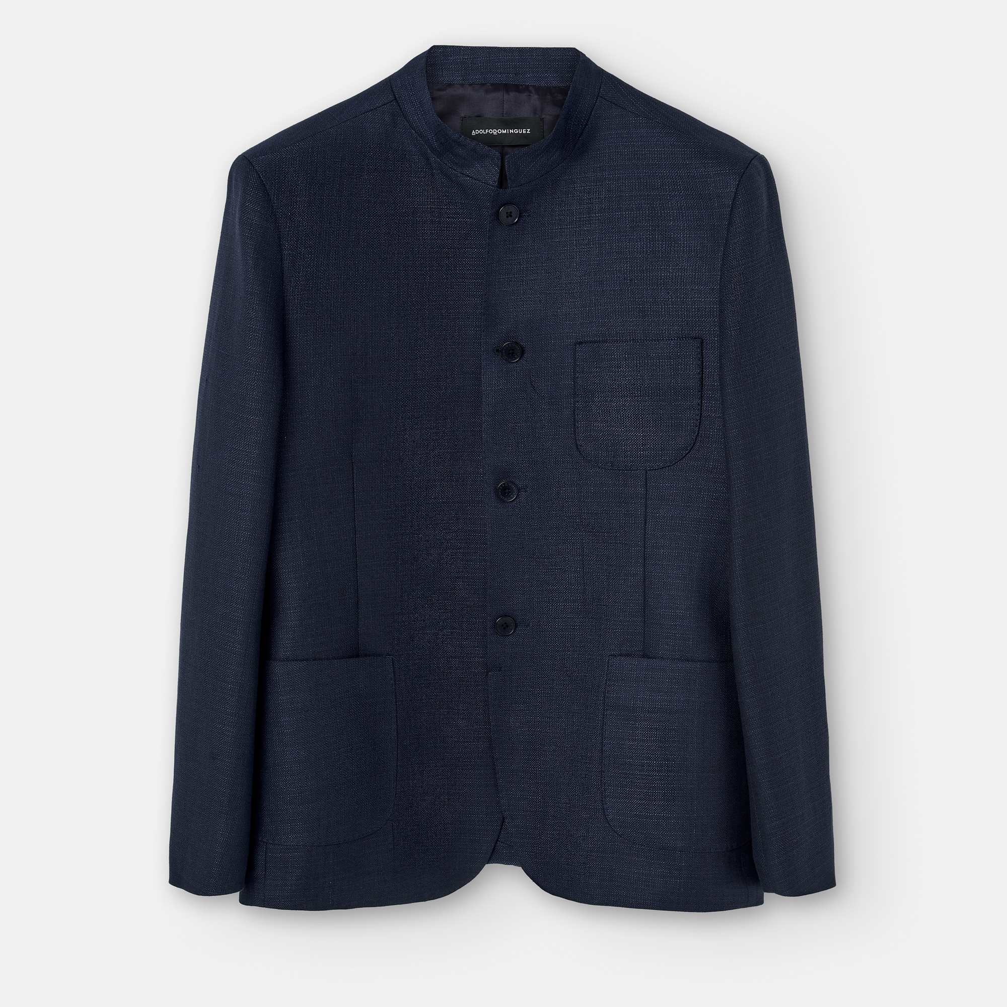 Cotton and linen Mao collar blazer image number 0