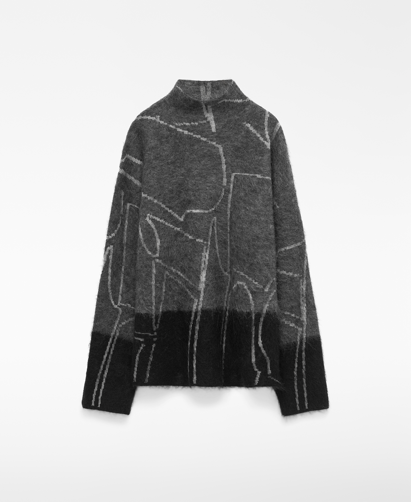 Two-tone jacquard brushed knit sweater image number 4