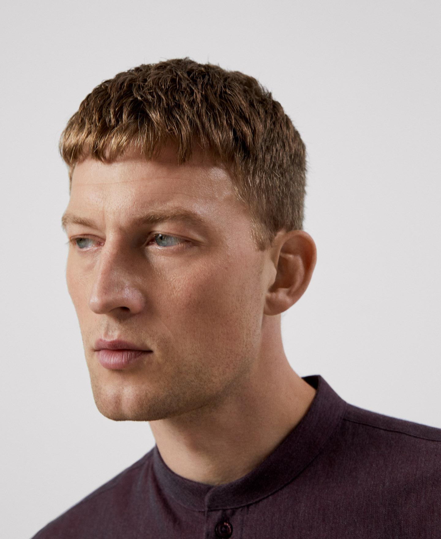 Mandarin collar cotton shirt image number 3