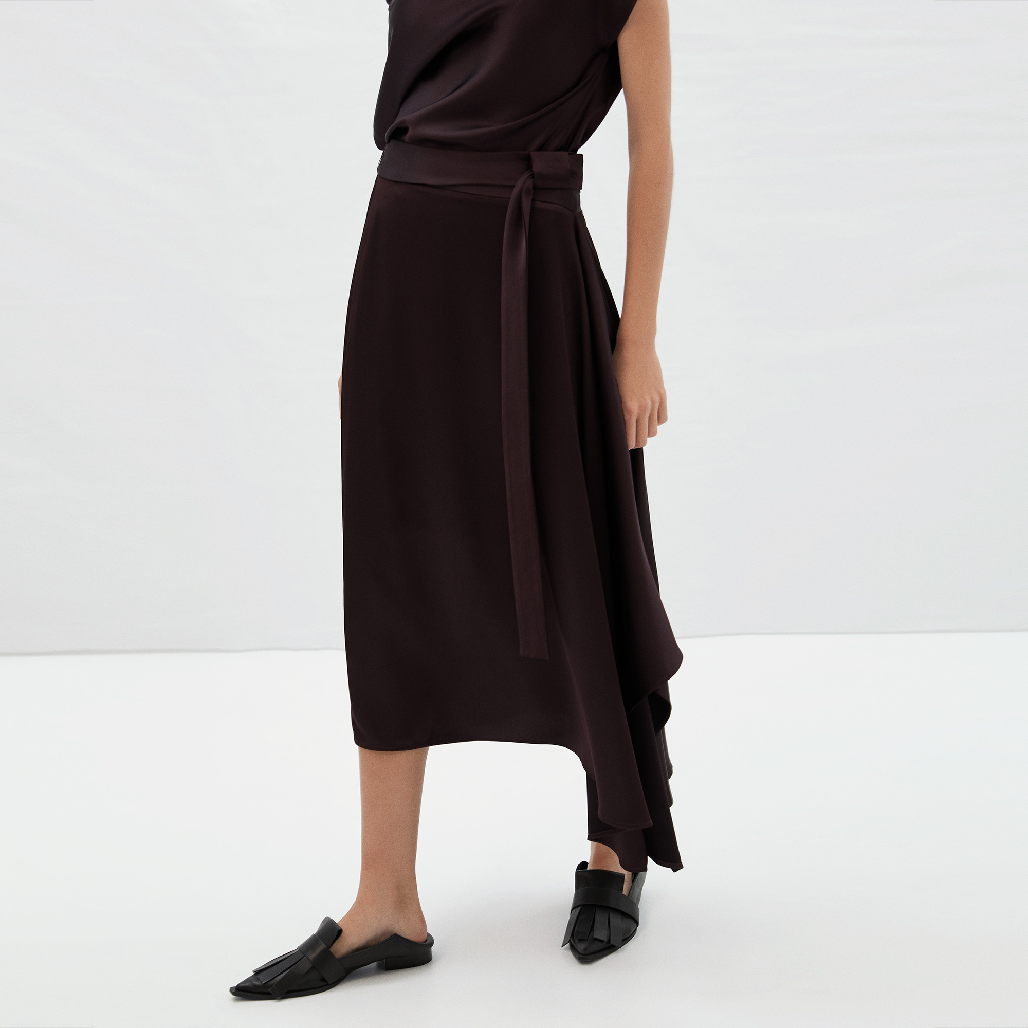 Viscose pleated midi skirt image number 0